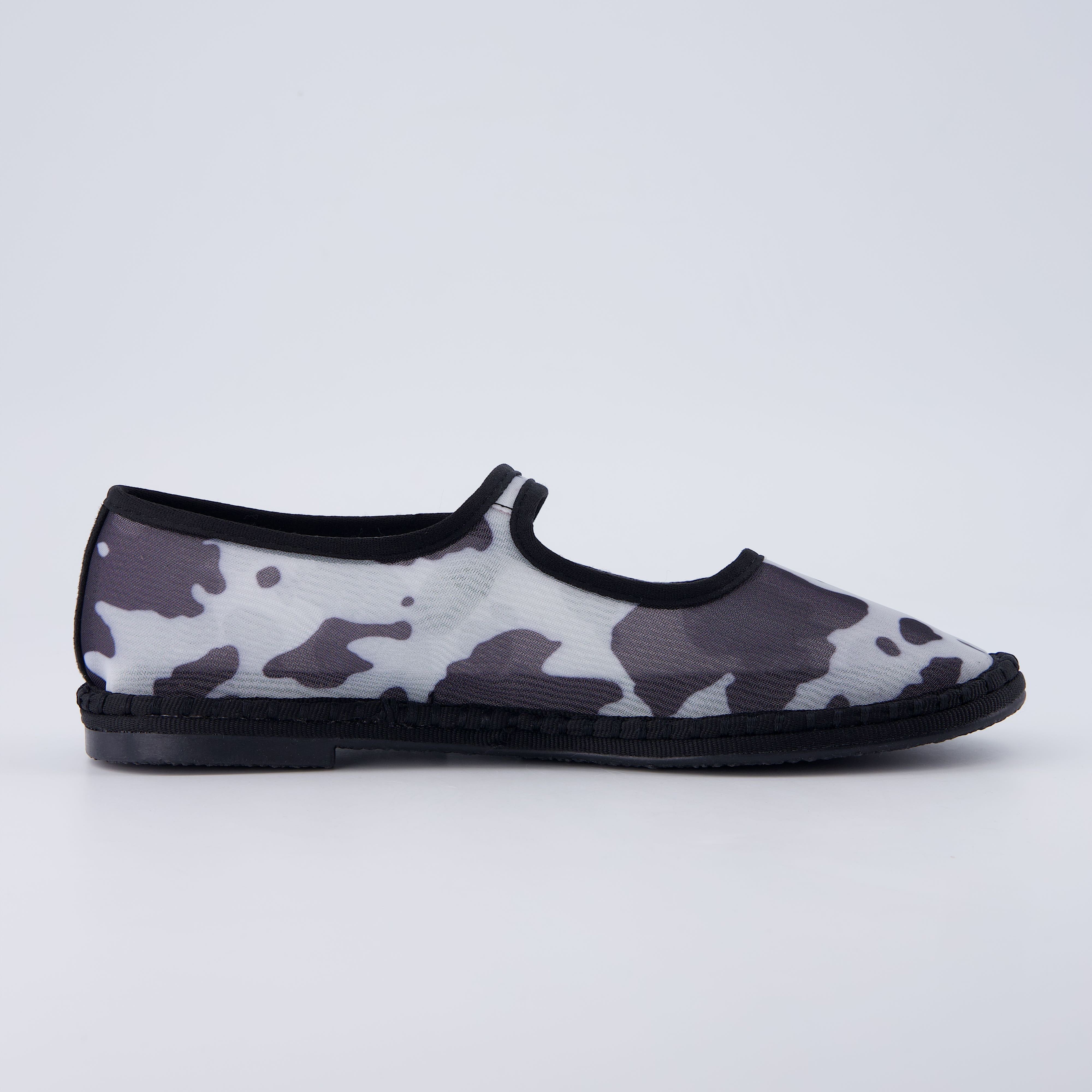 Missy Mary Jane Ballet Flats Black Cow Mesh Medium