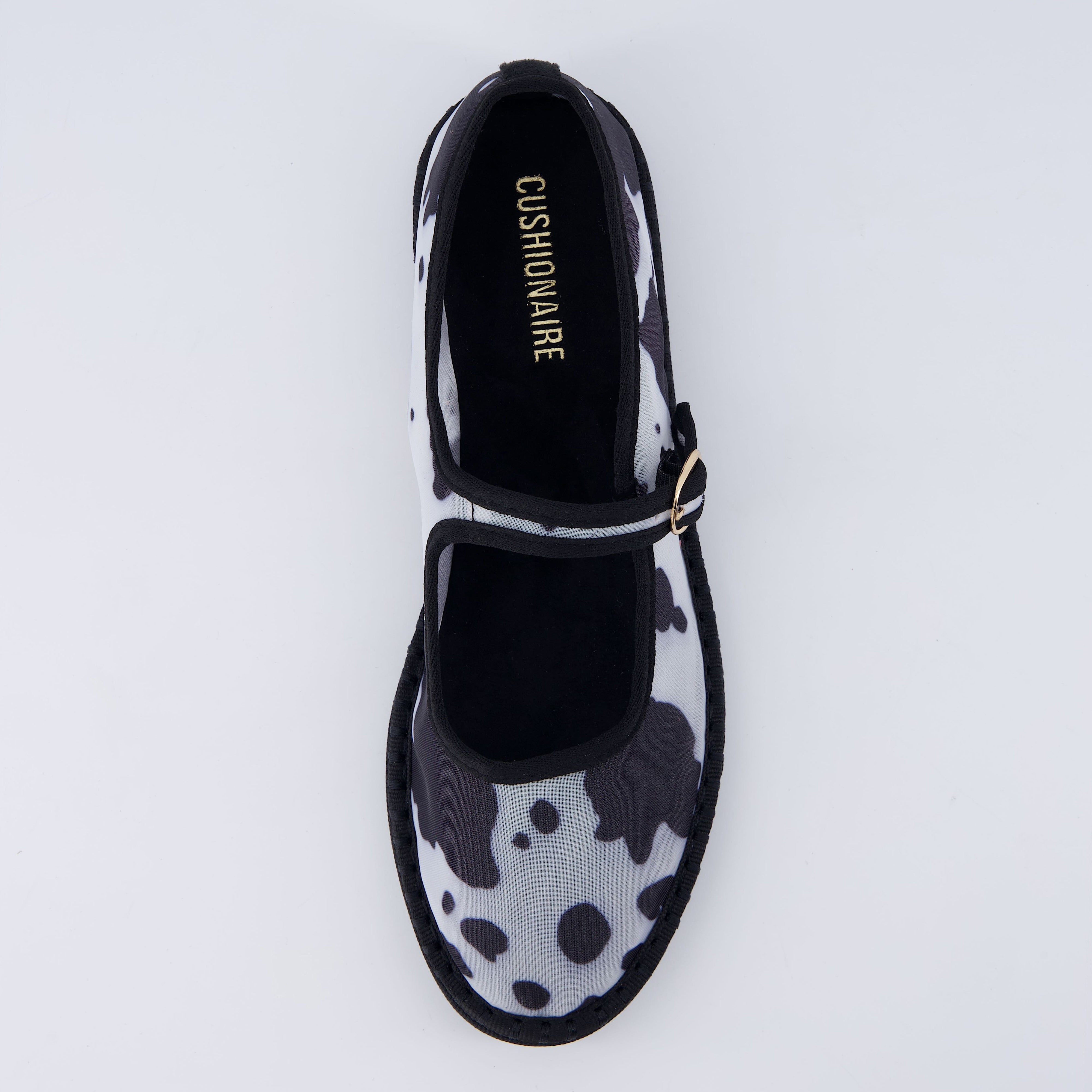 Missy Mary Jane Ballet Flats Black Cow Mesh Medium