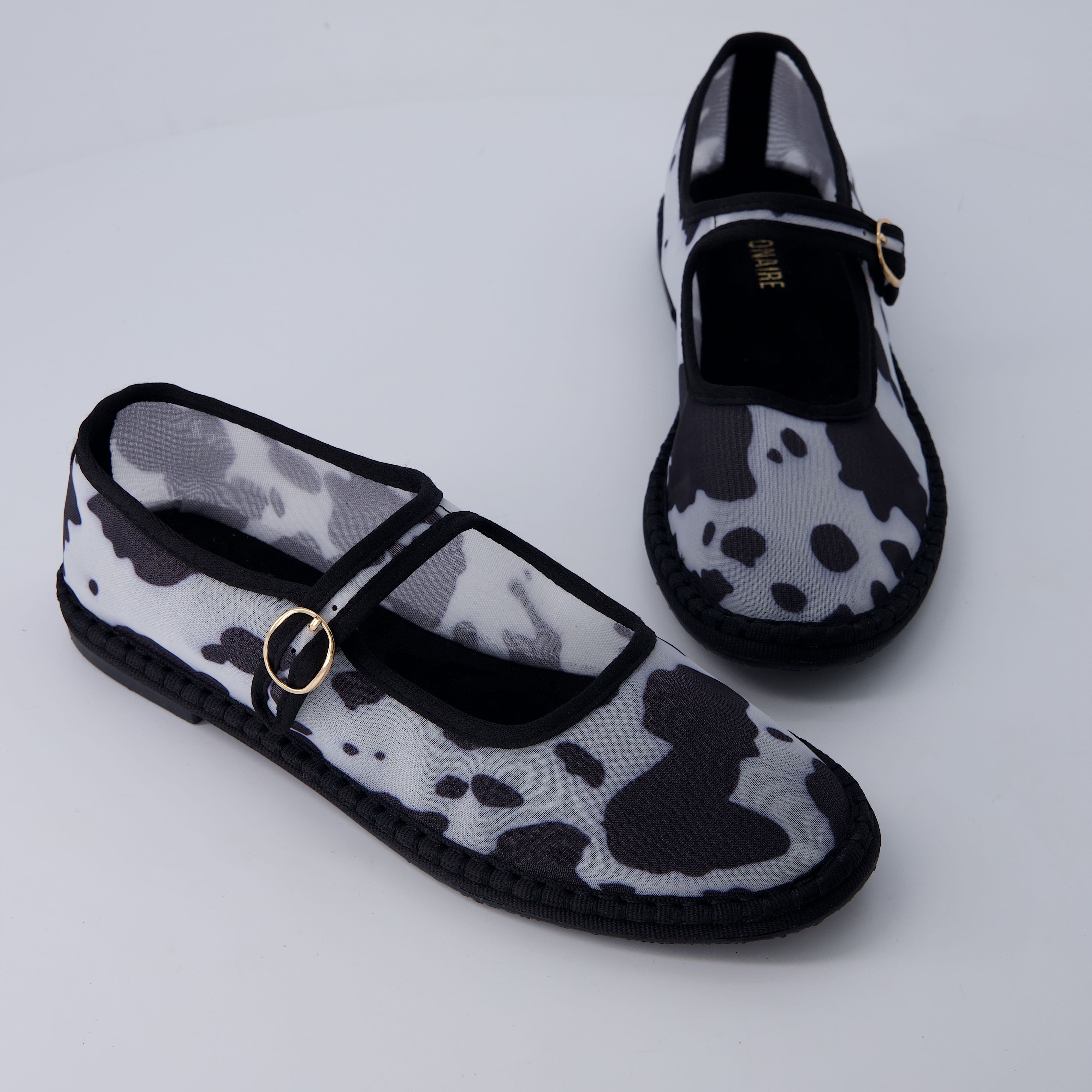 Missy Mary Jane Ballet Flats Black Cow Mesh Medium