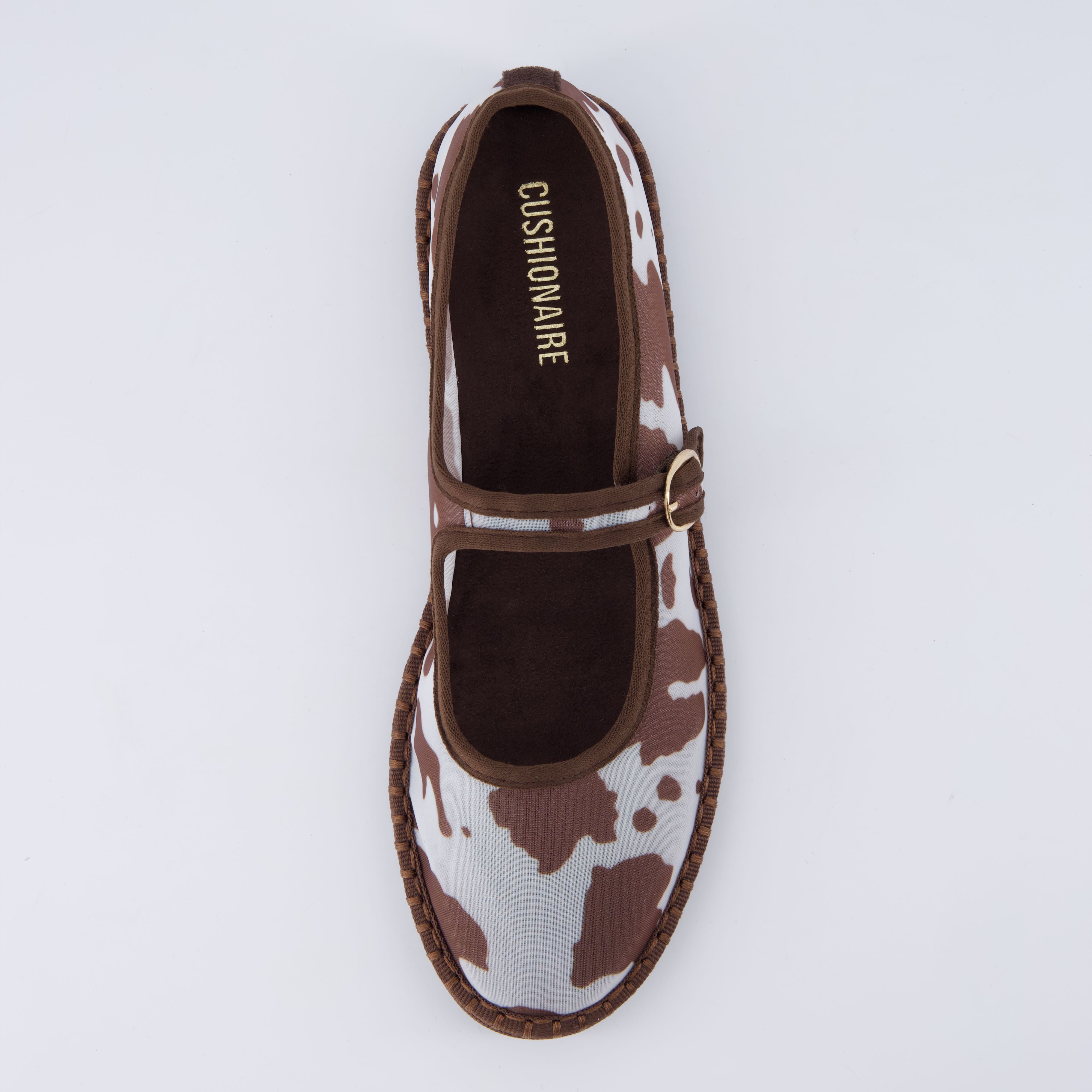 Missy Mary Jane Ballet Flats Brown Cow Mesh Medium
