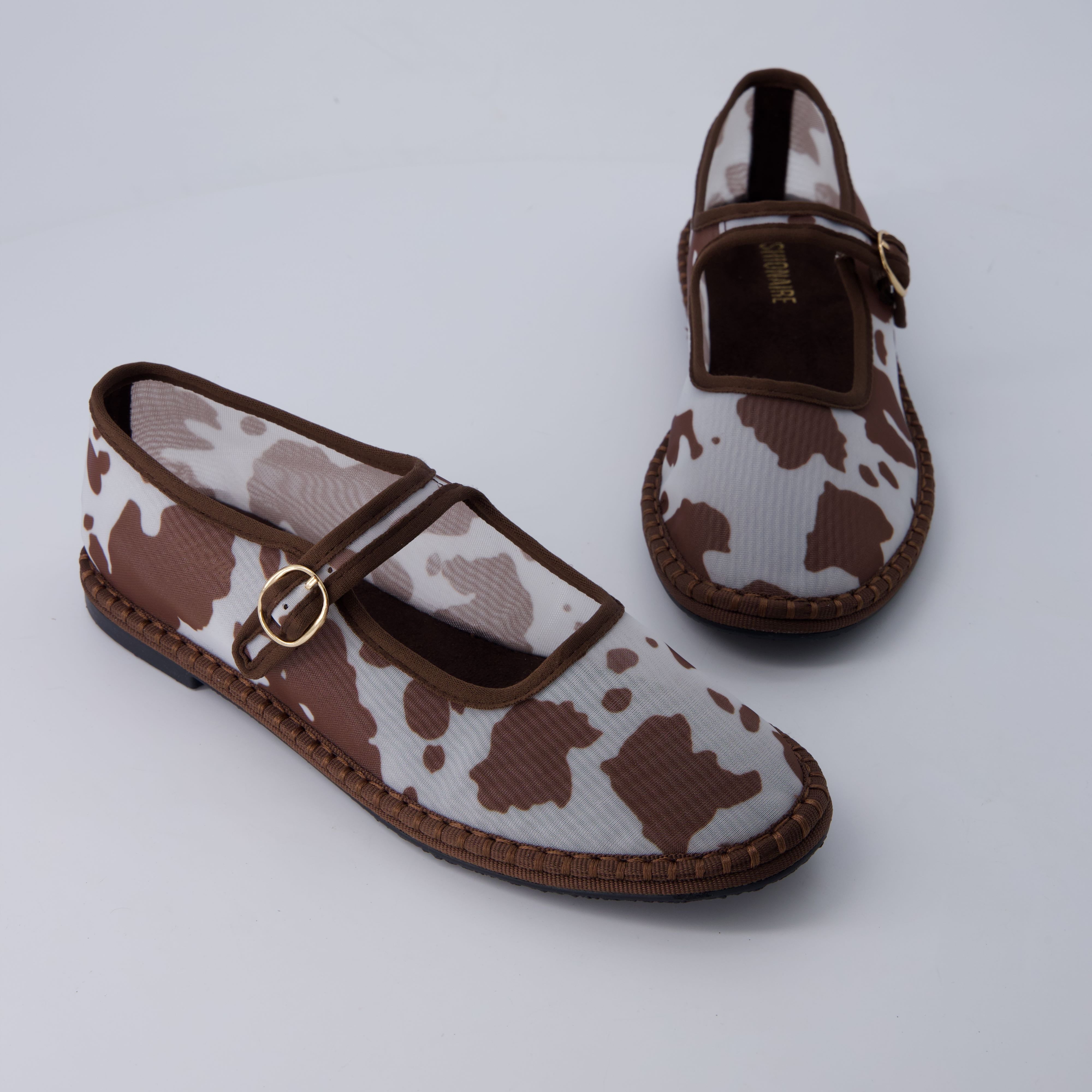 Missy Mary Jane Ballet Flats Brown Cow Mesh Medium