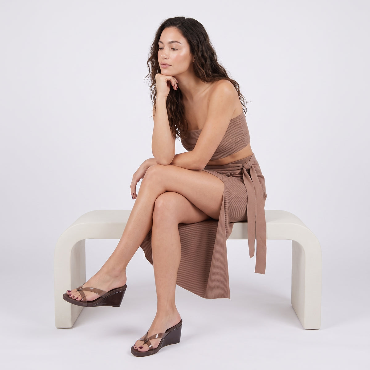 Mona Wedge Sandals Cafe Medium