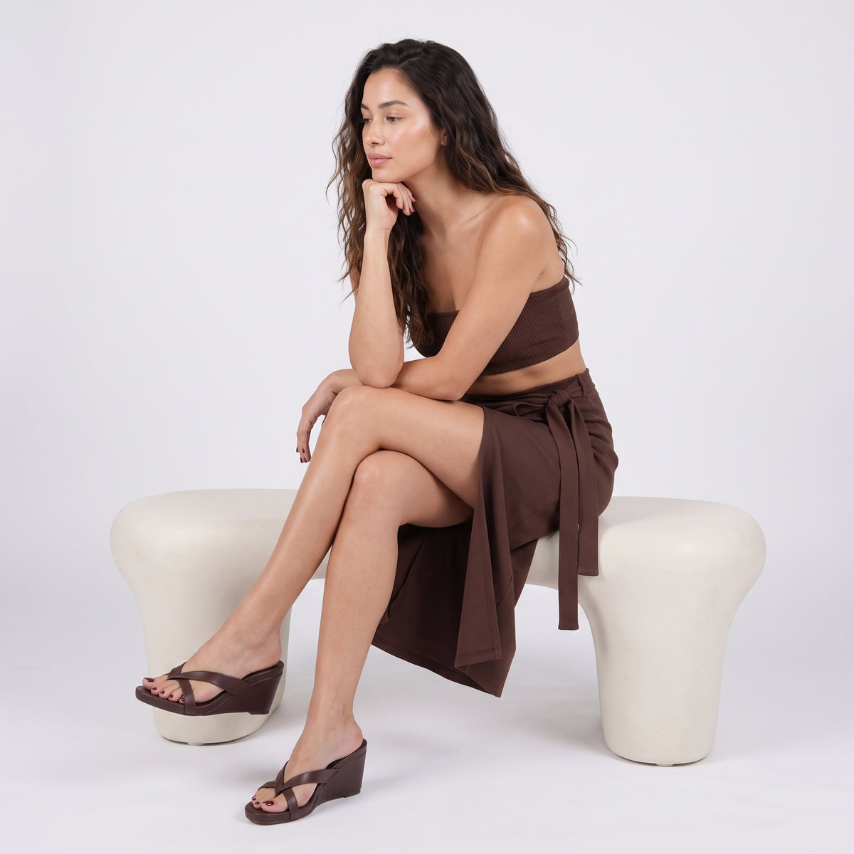 Mona Wedge Sandals Brown Medium
