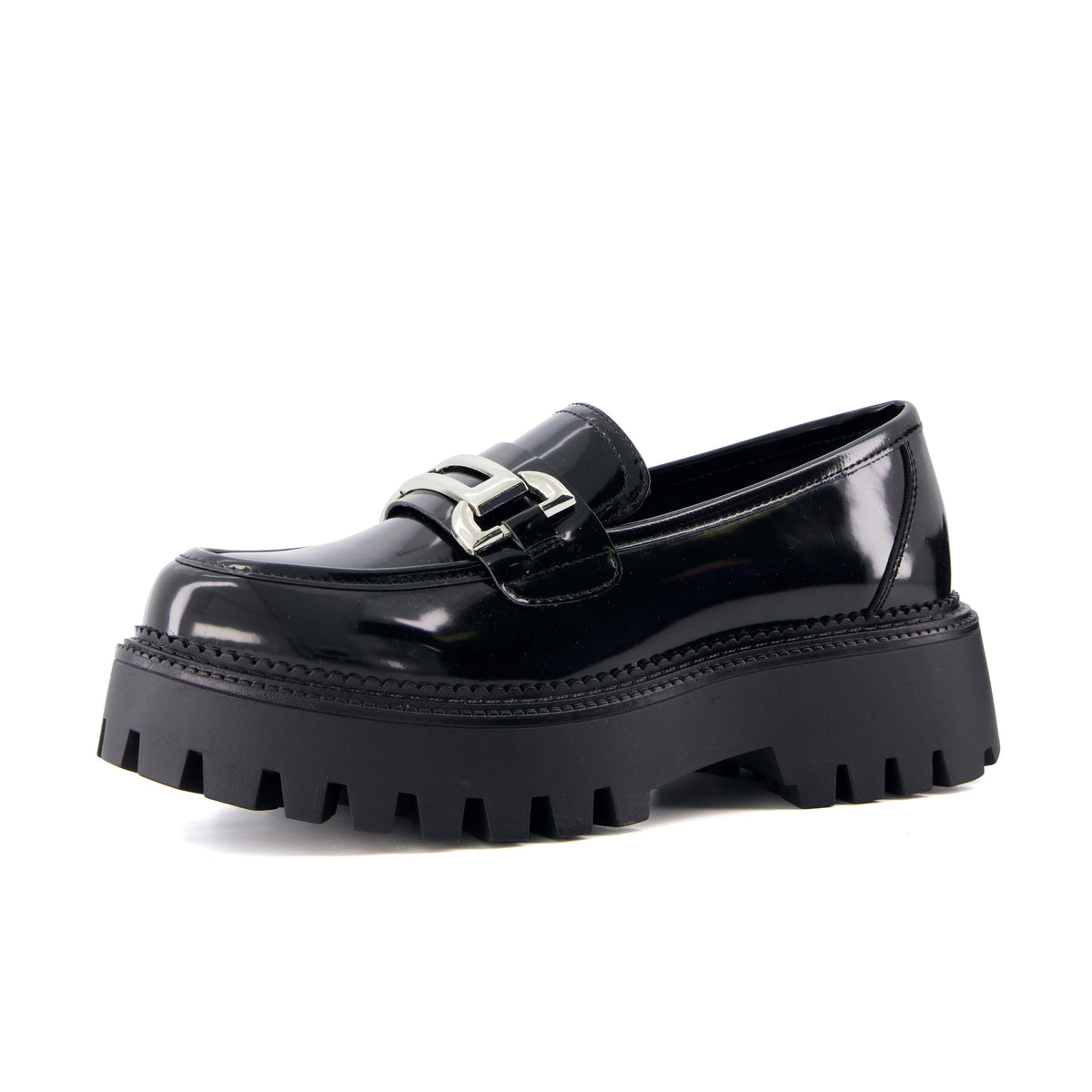 Mondo Chunky Platform Loafers Black Patent Medium