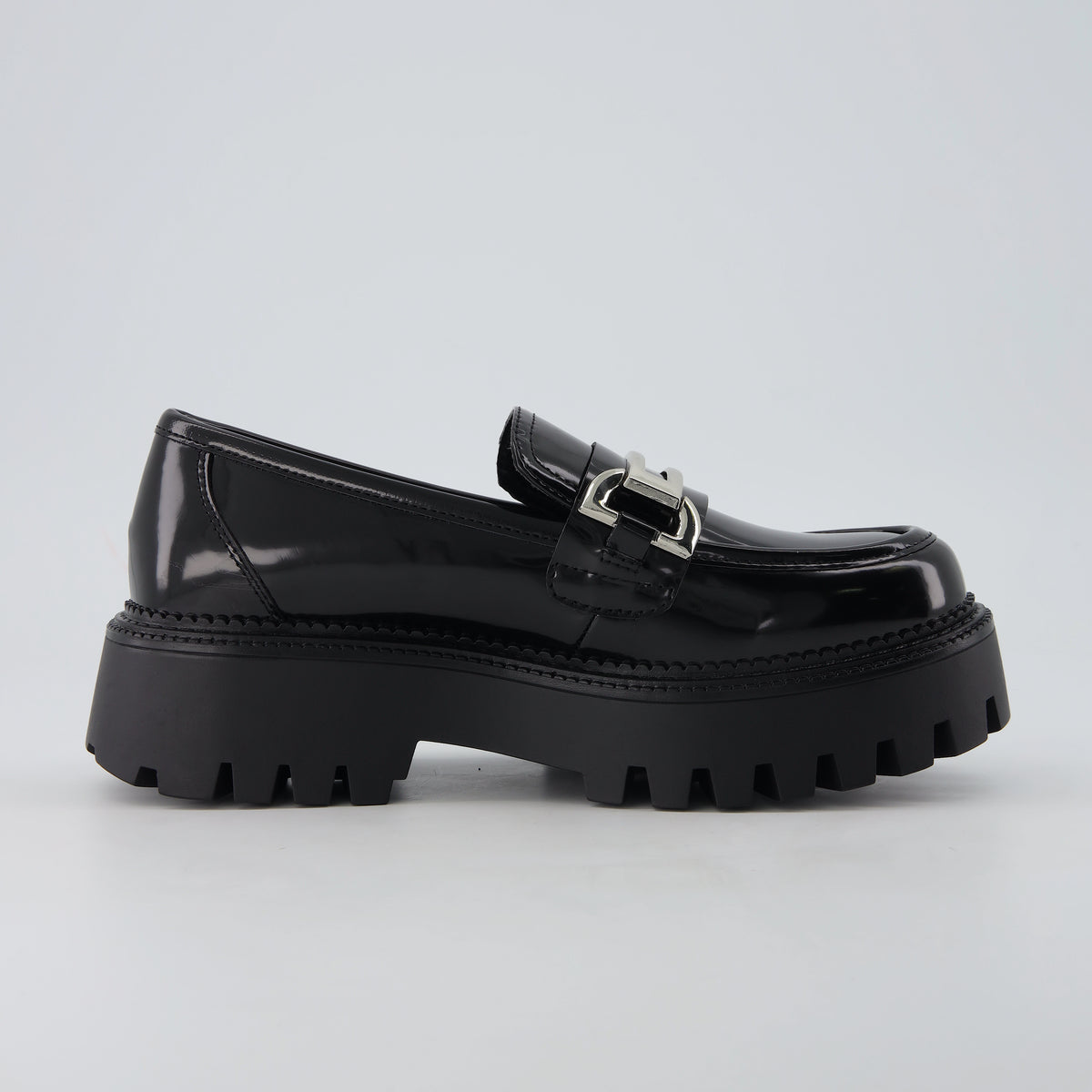 Mondo Chunky Platform Loafers Black Patent Medium