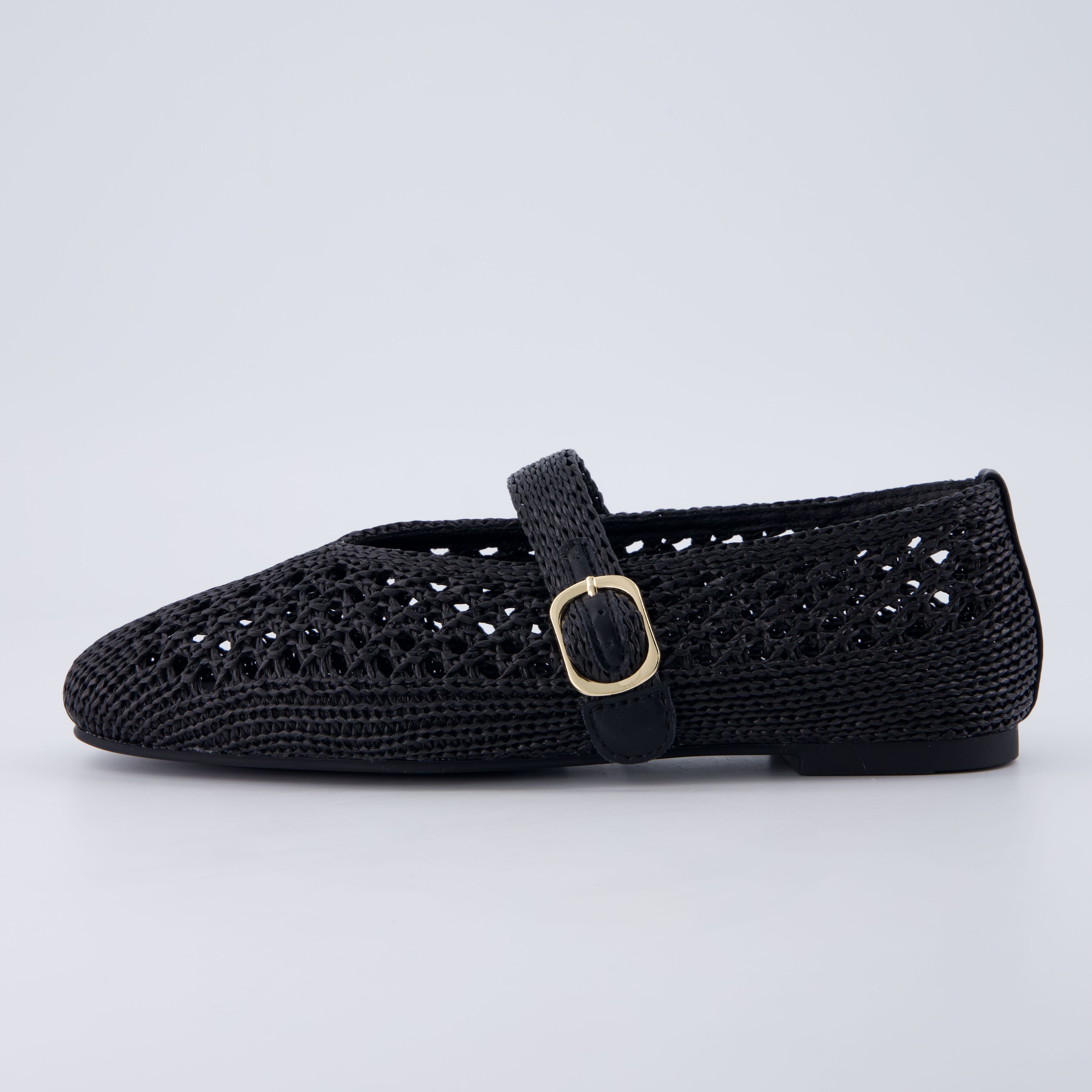 Monet Woven Mary Jane Flats Black Medium