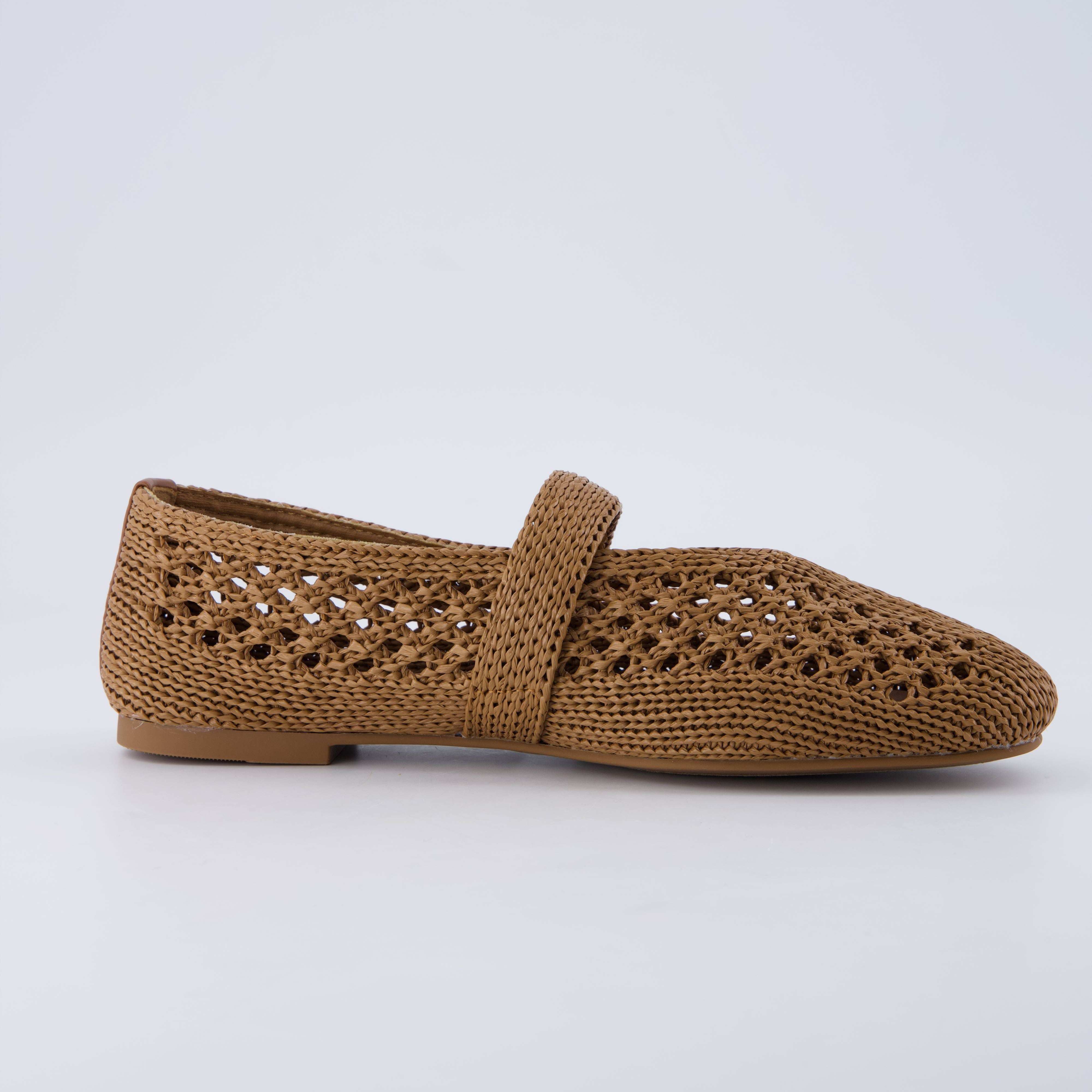 Monet Woven Mary Jane Flats Brown Medium