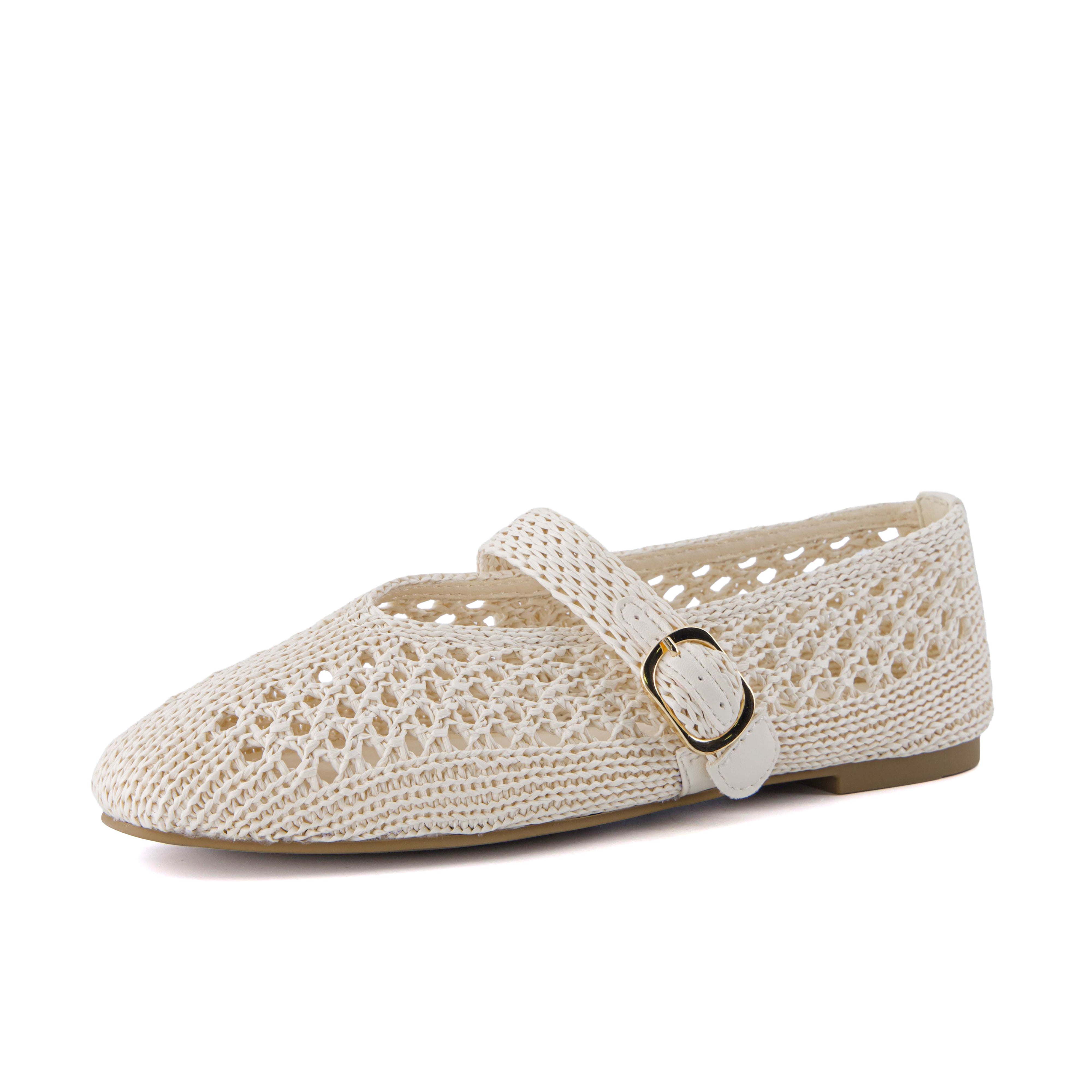 Monet Woven Mary Jane Flats Beige Medium