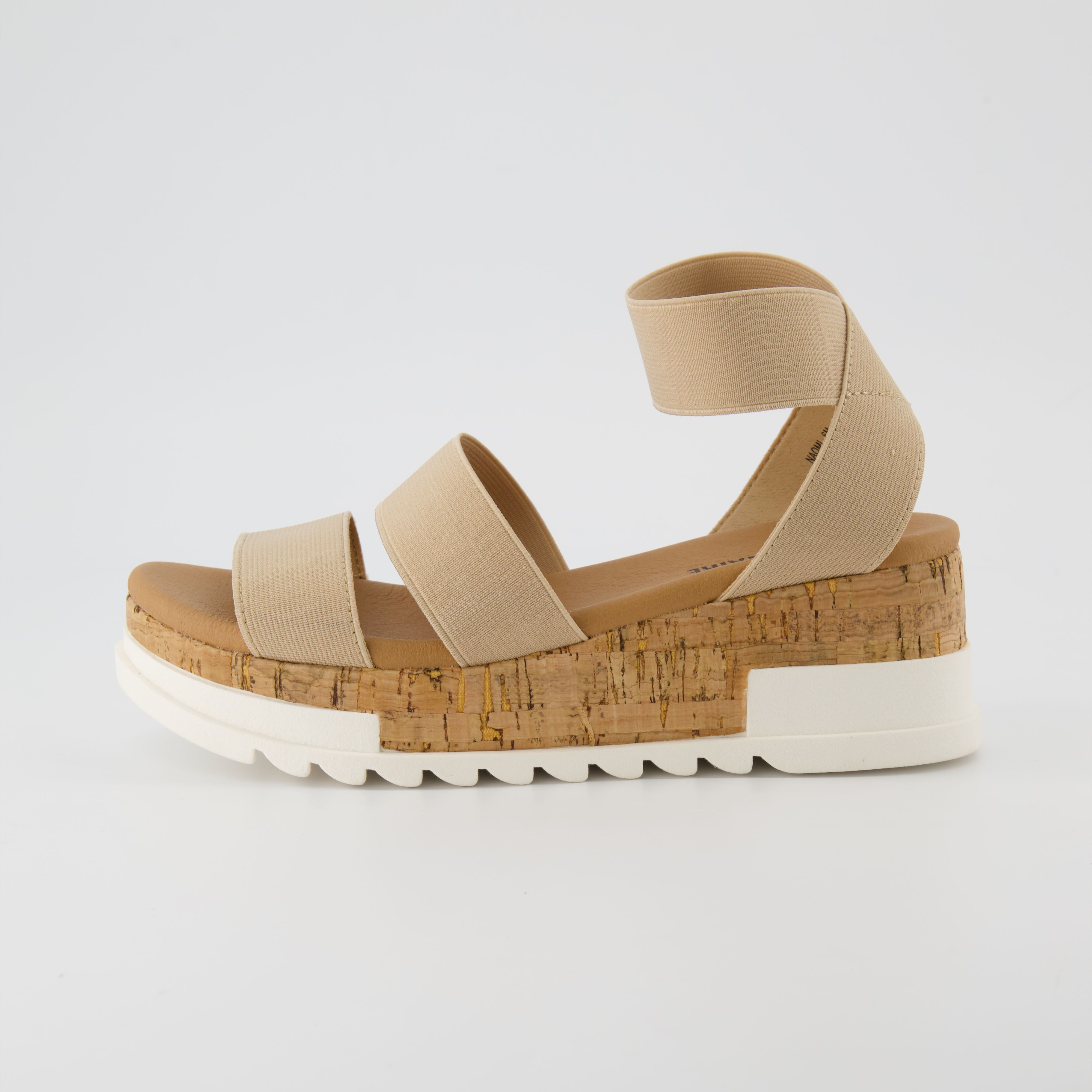 Cushionaire Women's Naomi Stretch Cork Wedge Sandal