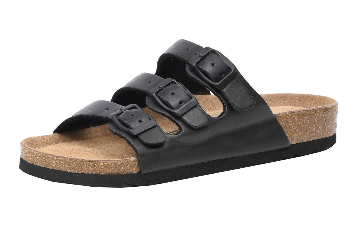 Lela Cork Footbed Sandal Black Oily