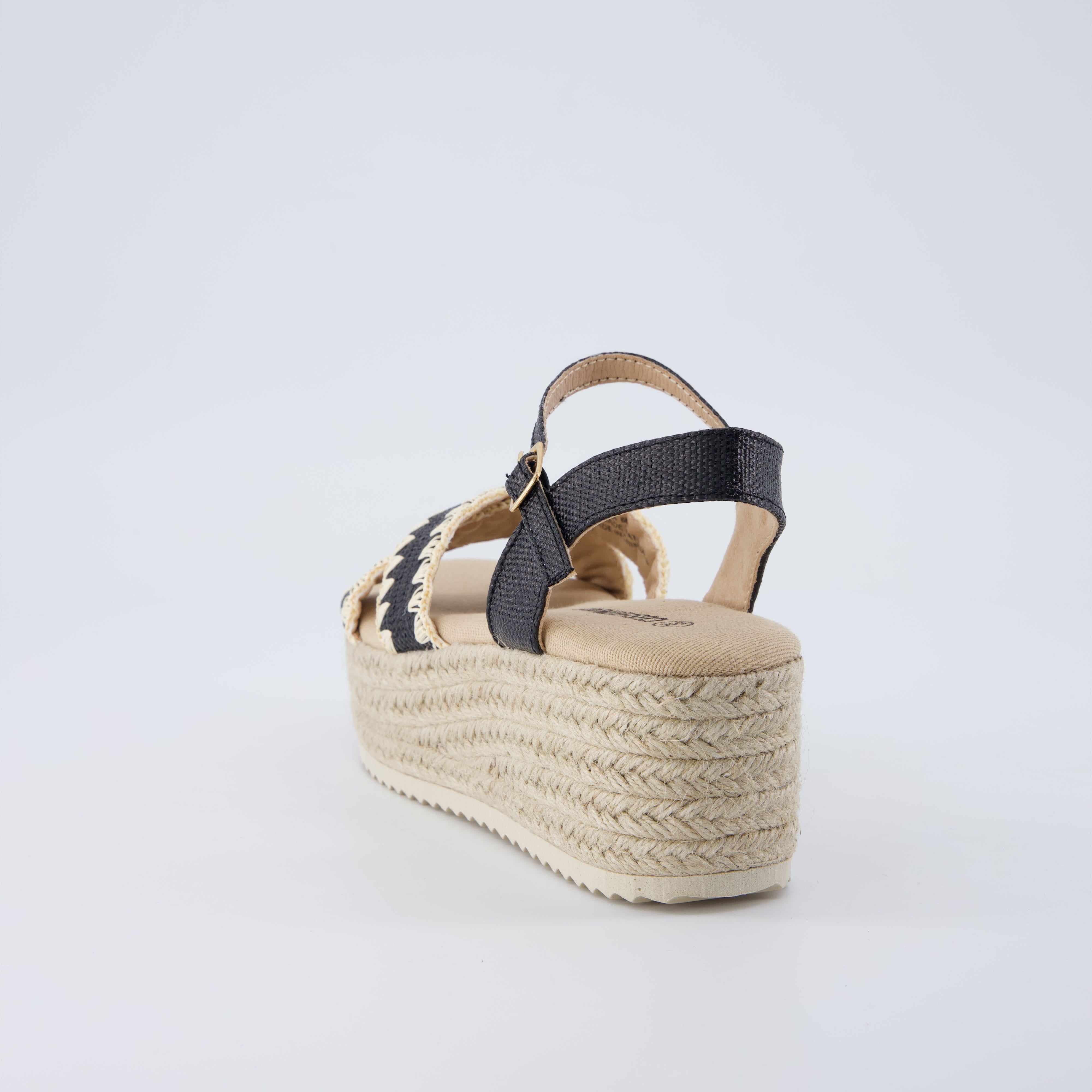 Ola Raffia Platform Sandals Black