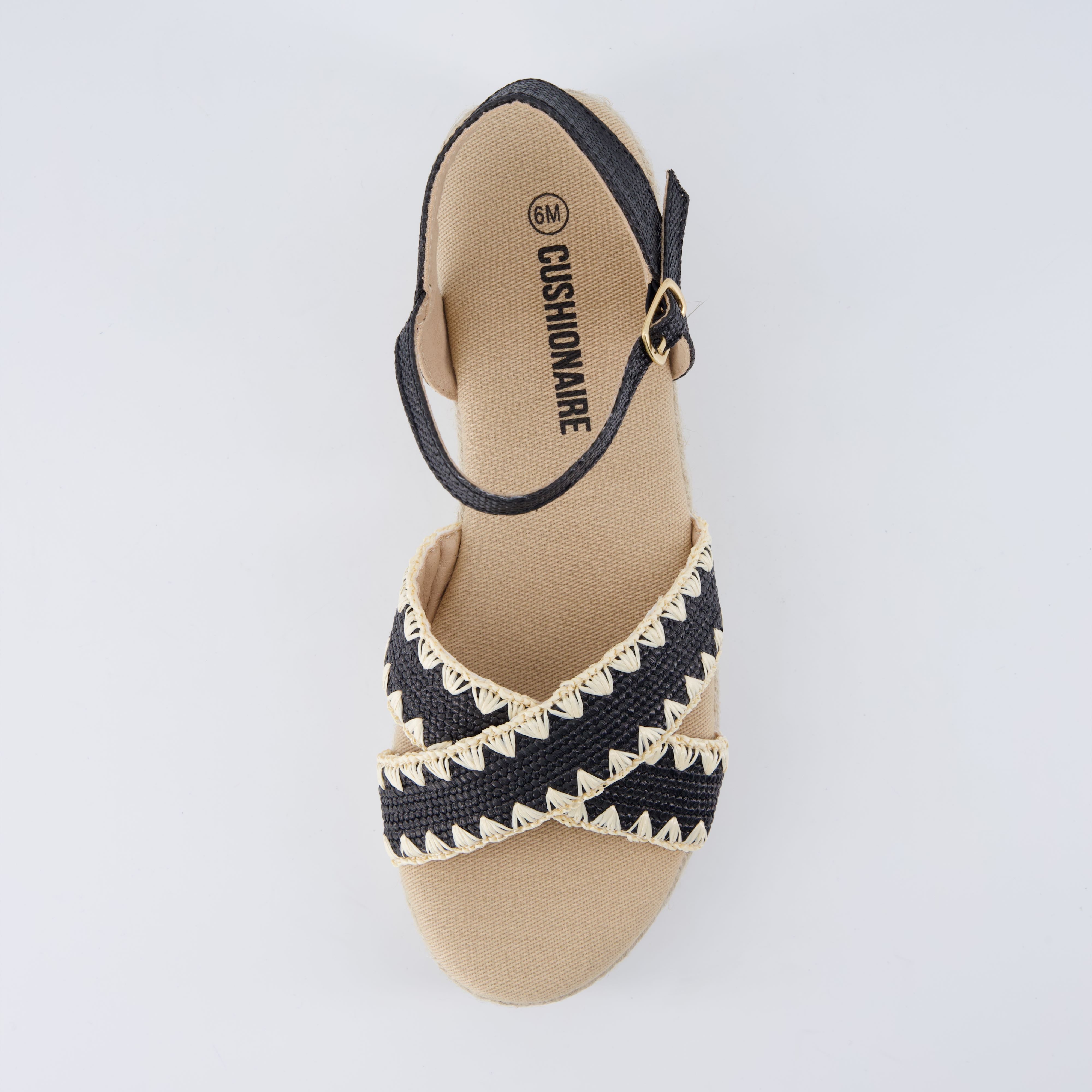 Ola Raffia Platform Sandals Black