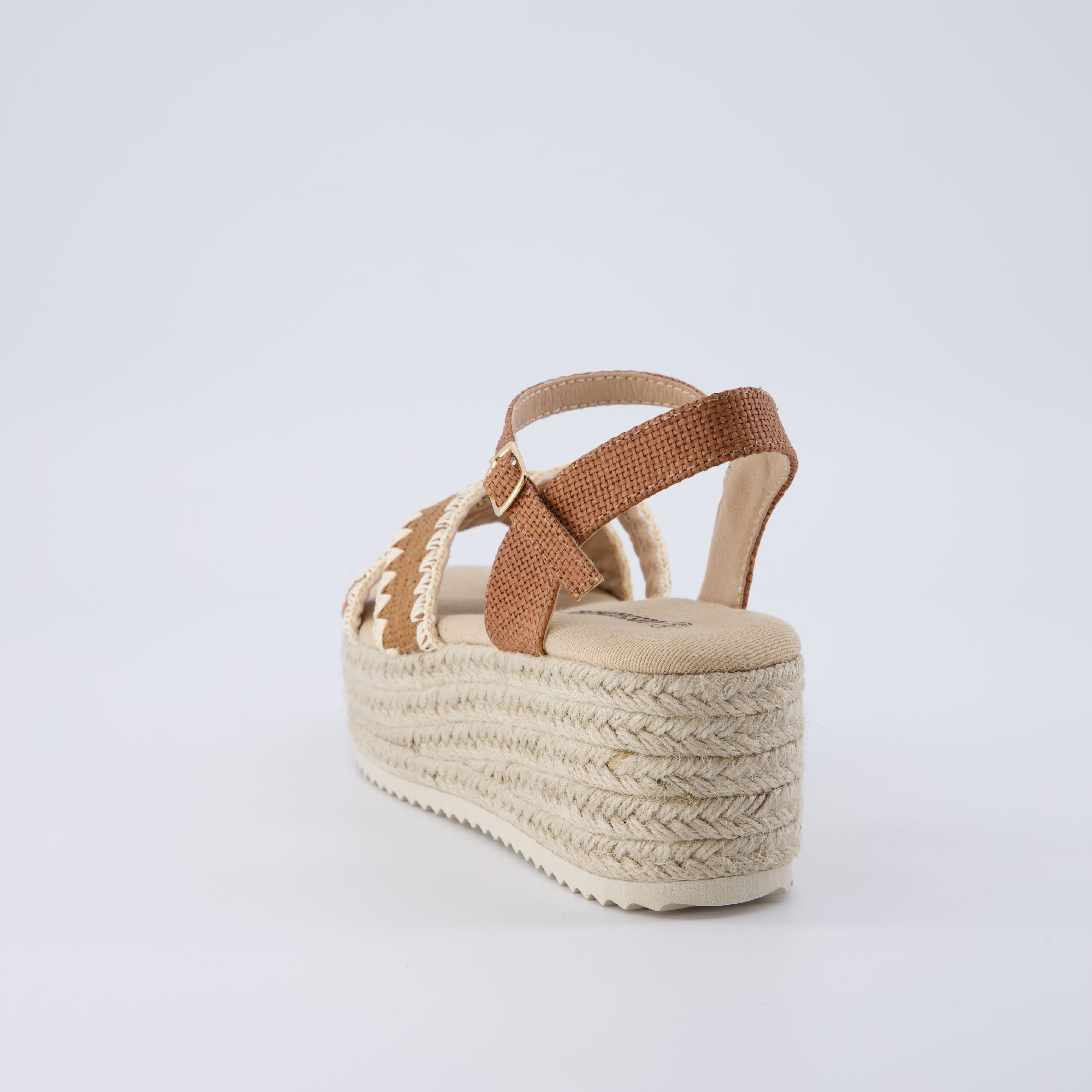 Ola Raffia Platform Sandals Brown