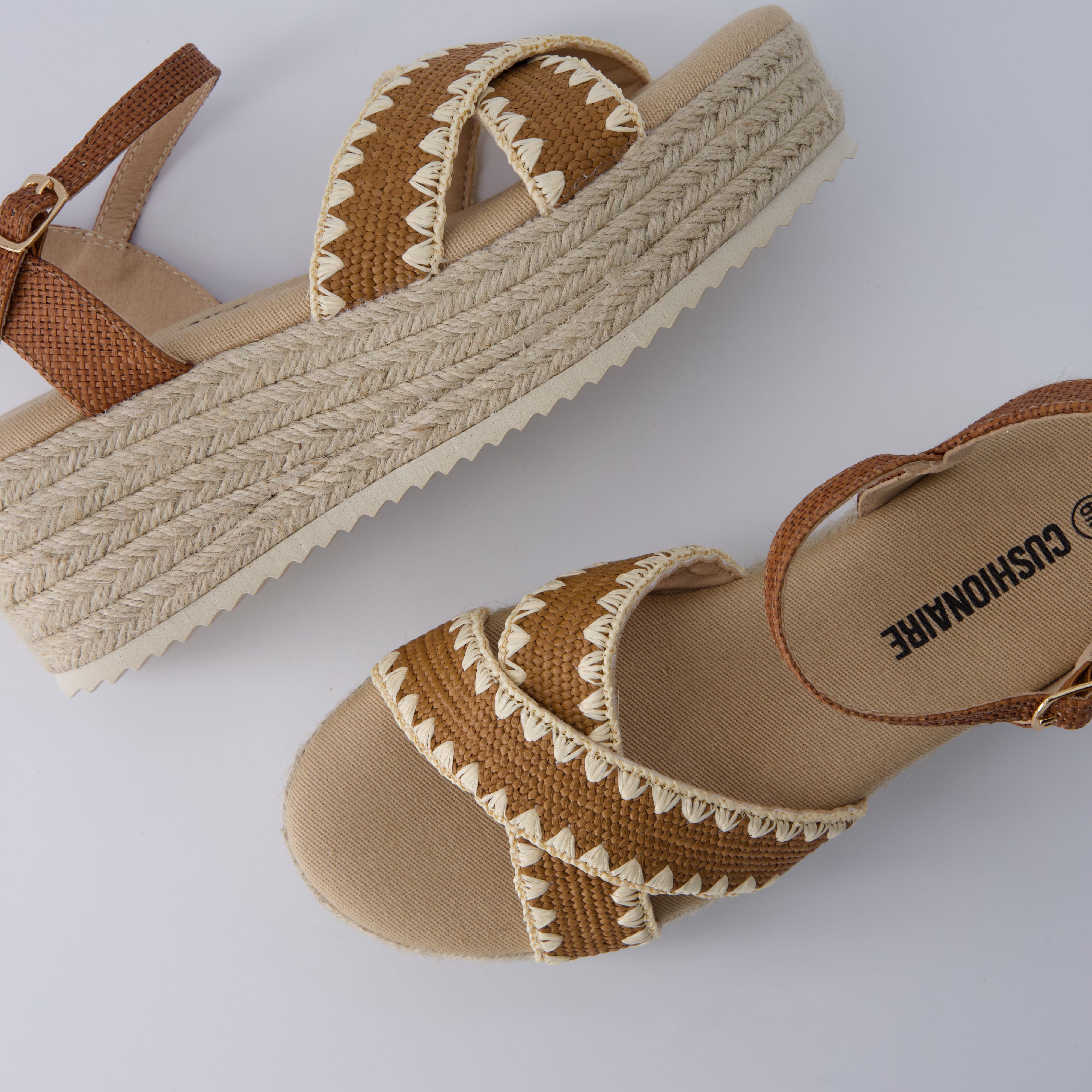 Ola Raffia Platform Sandals Brown