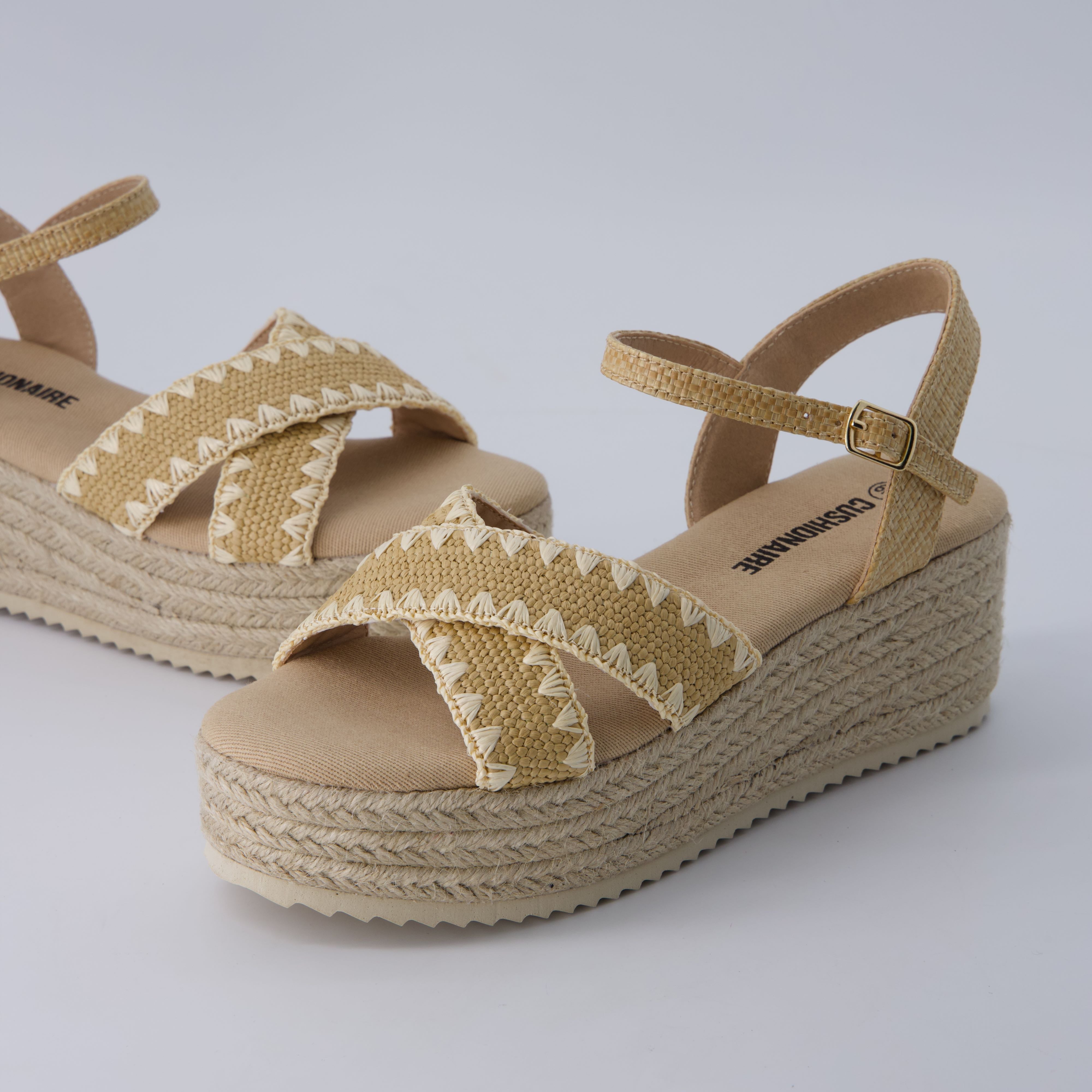 Ola Raffia Platform Sandals Natural