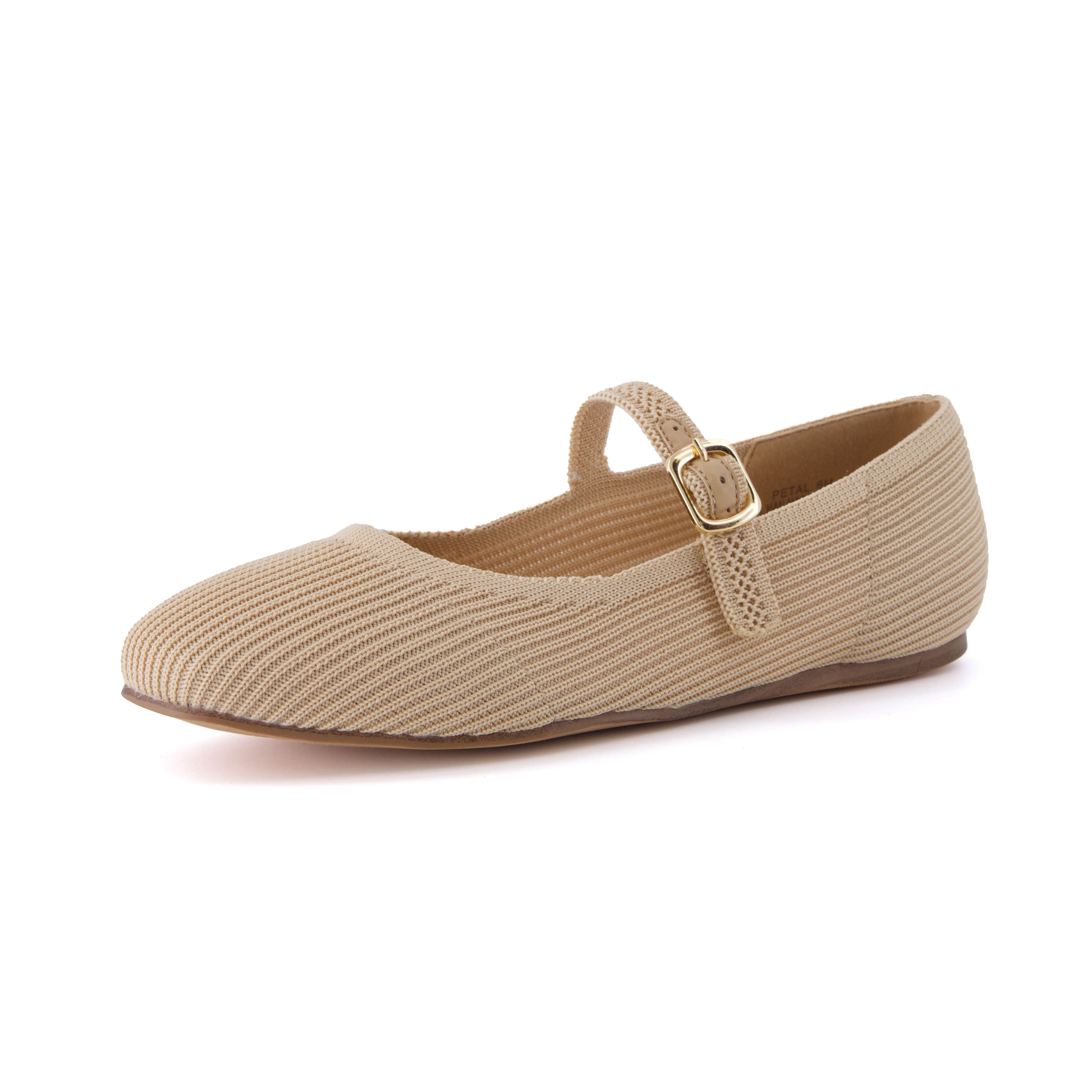 Petal Mary Jane Knit Flat Beige