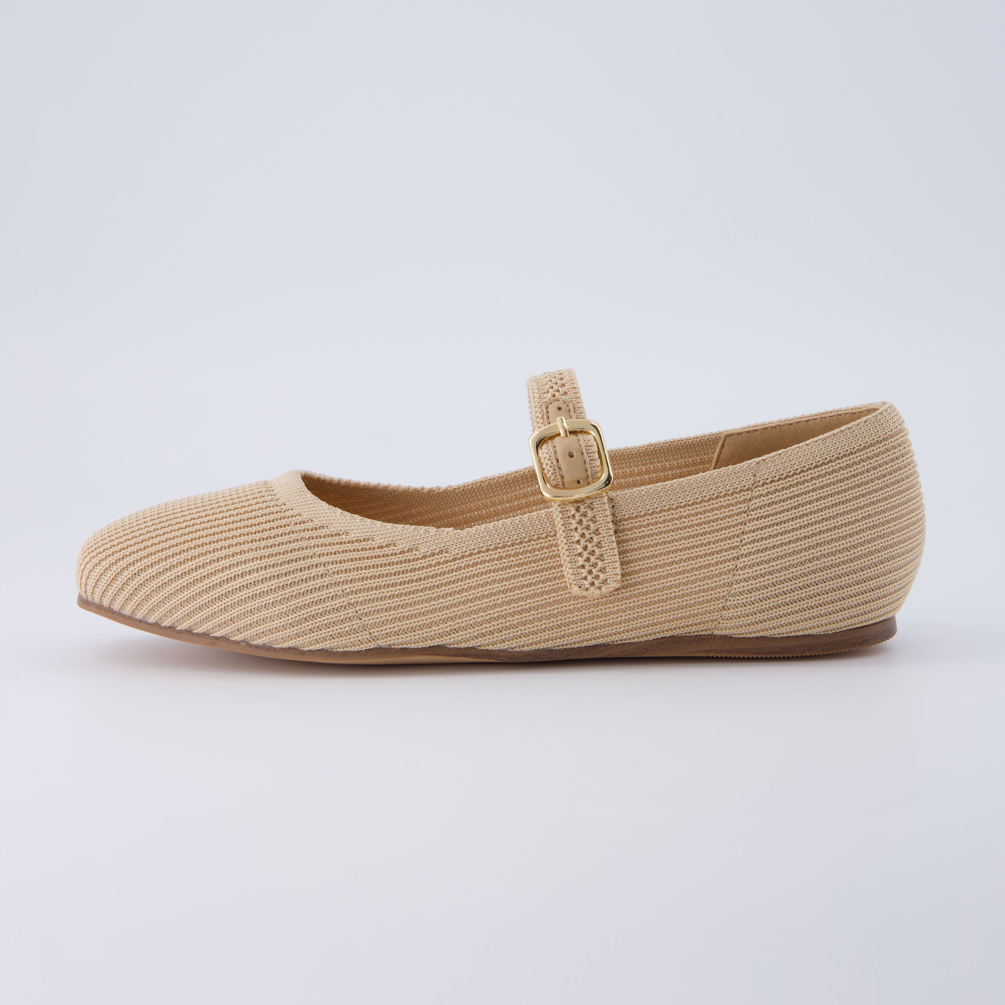 Petal Mary Jane Knit Flat Beige