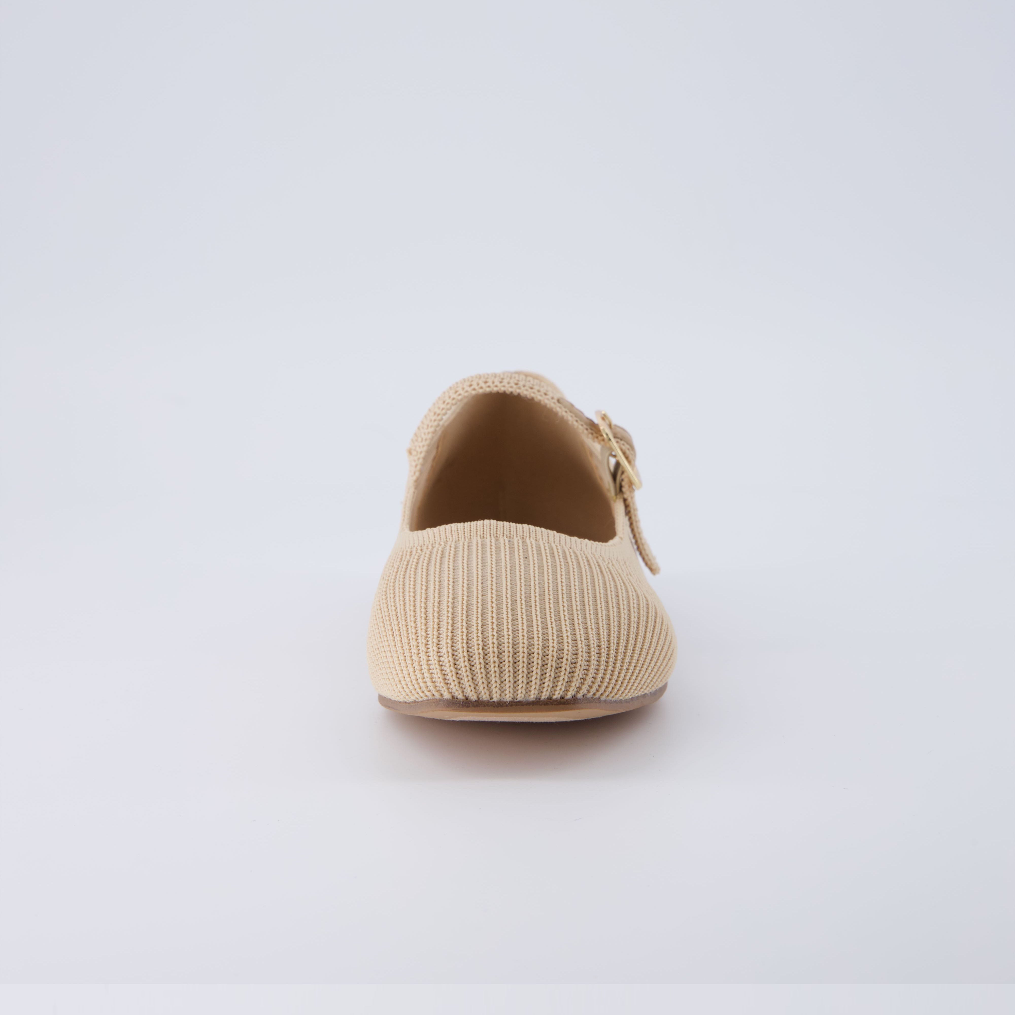 Petal Mary Jane Knit Flat Beige