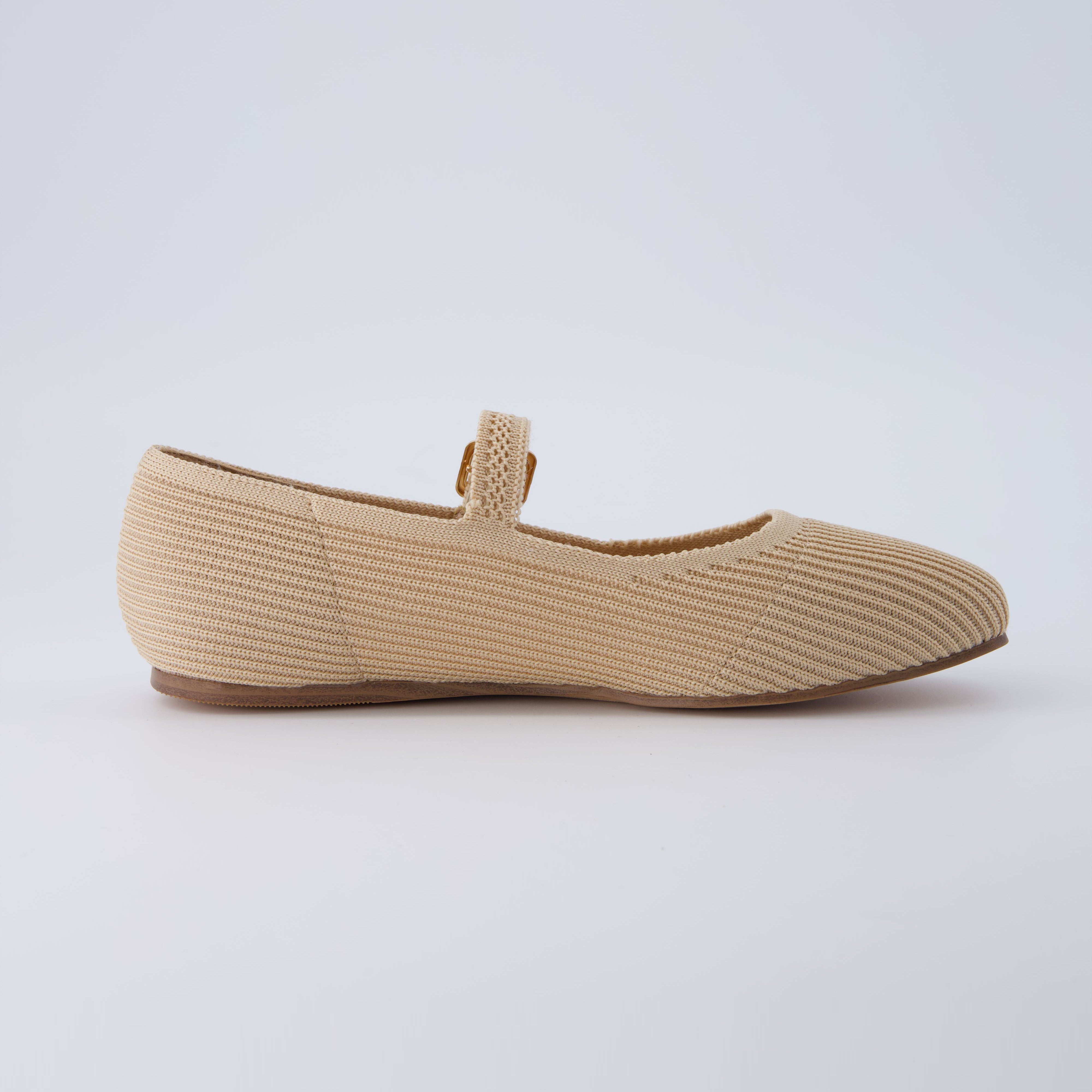 Petal Mary Jane Knit Flat Beige