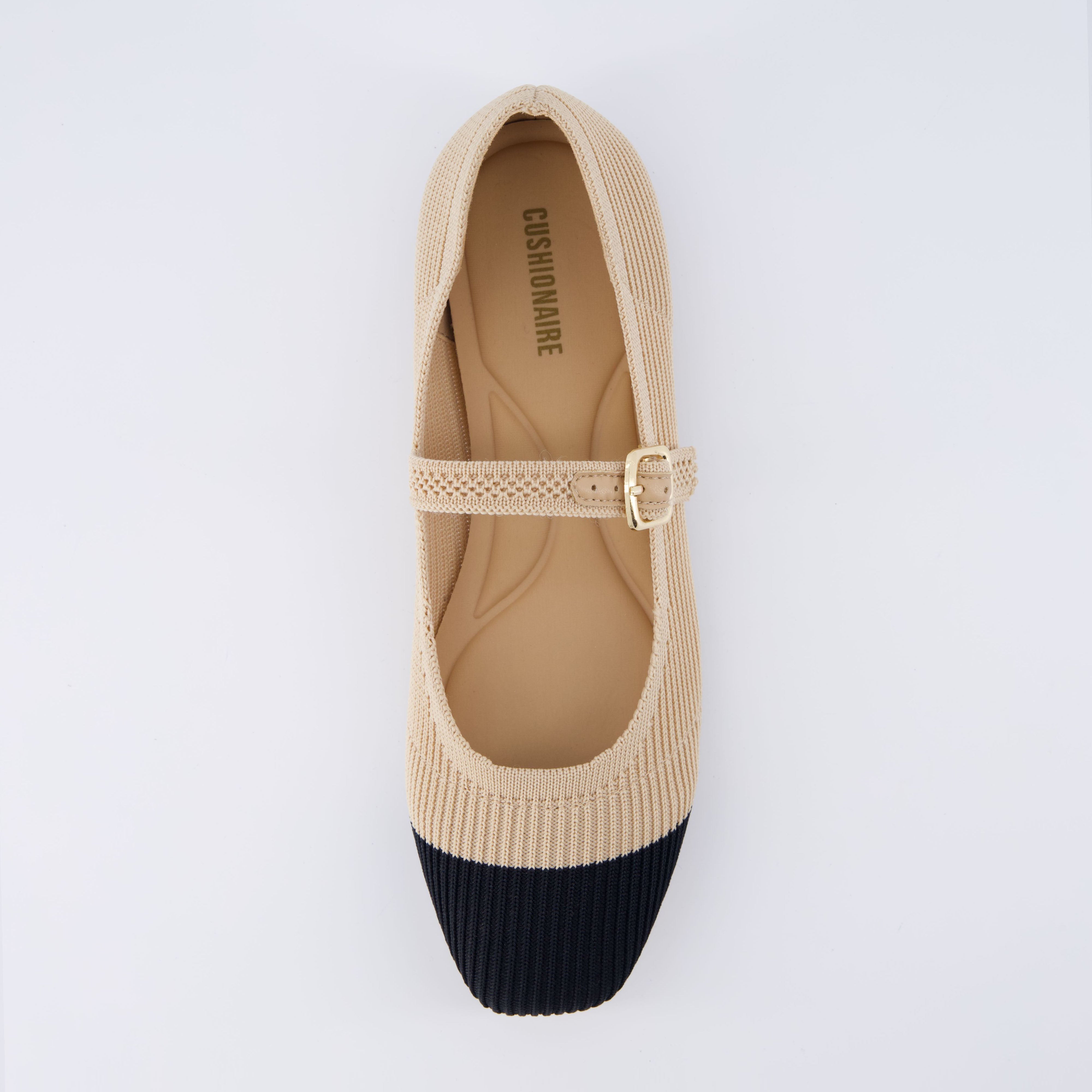 Petal Mary Jane Knit Flat Beige Black
