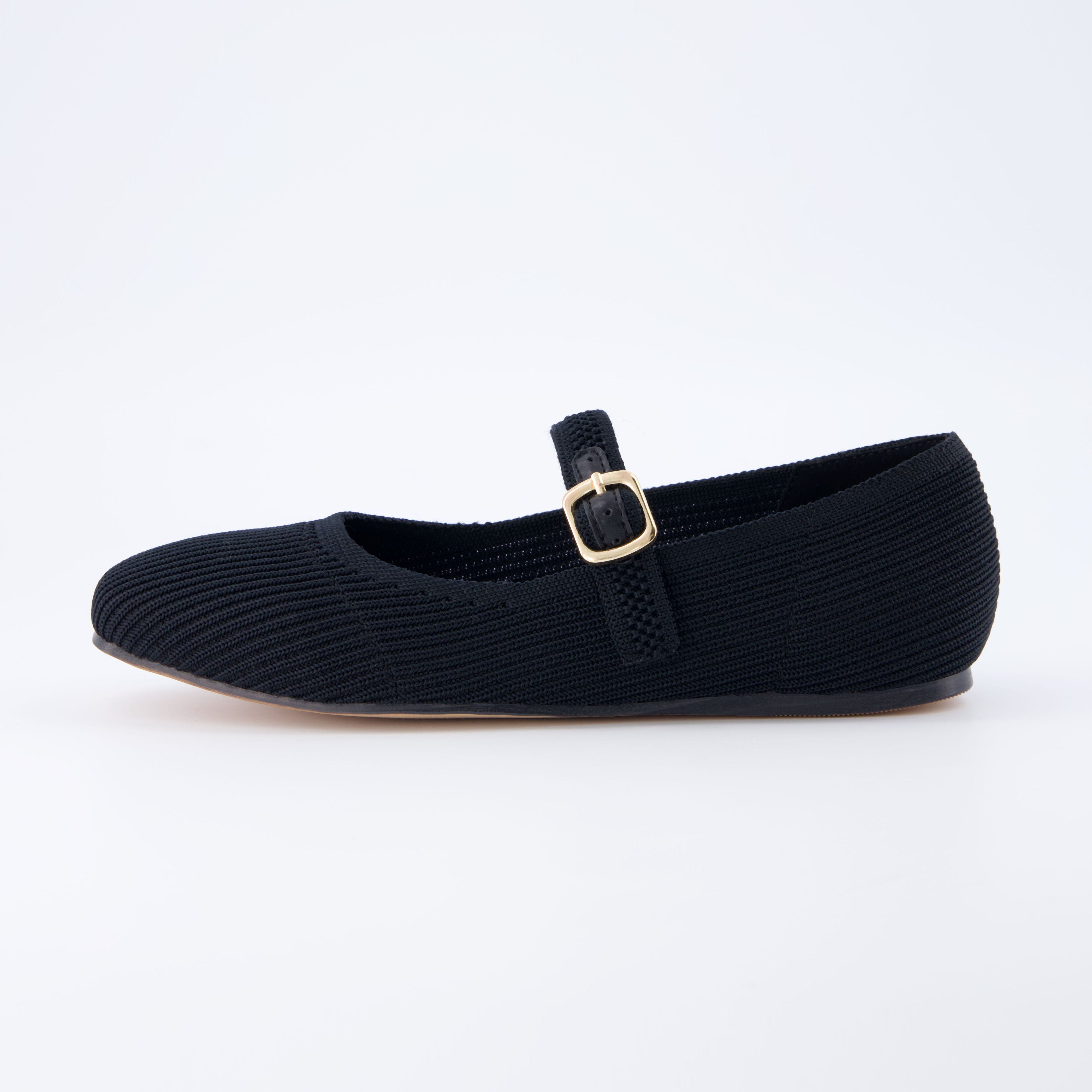Petal Mary Jane Knit Flat Black