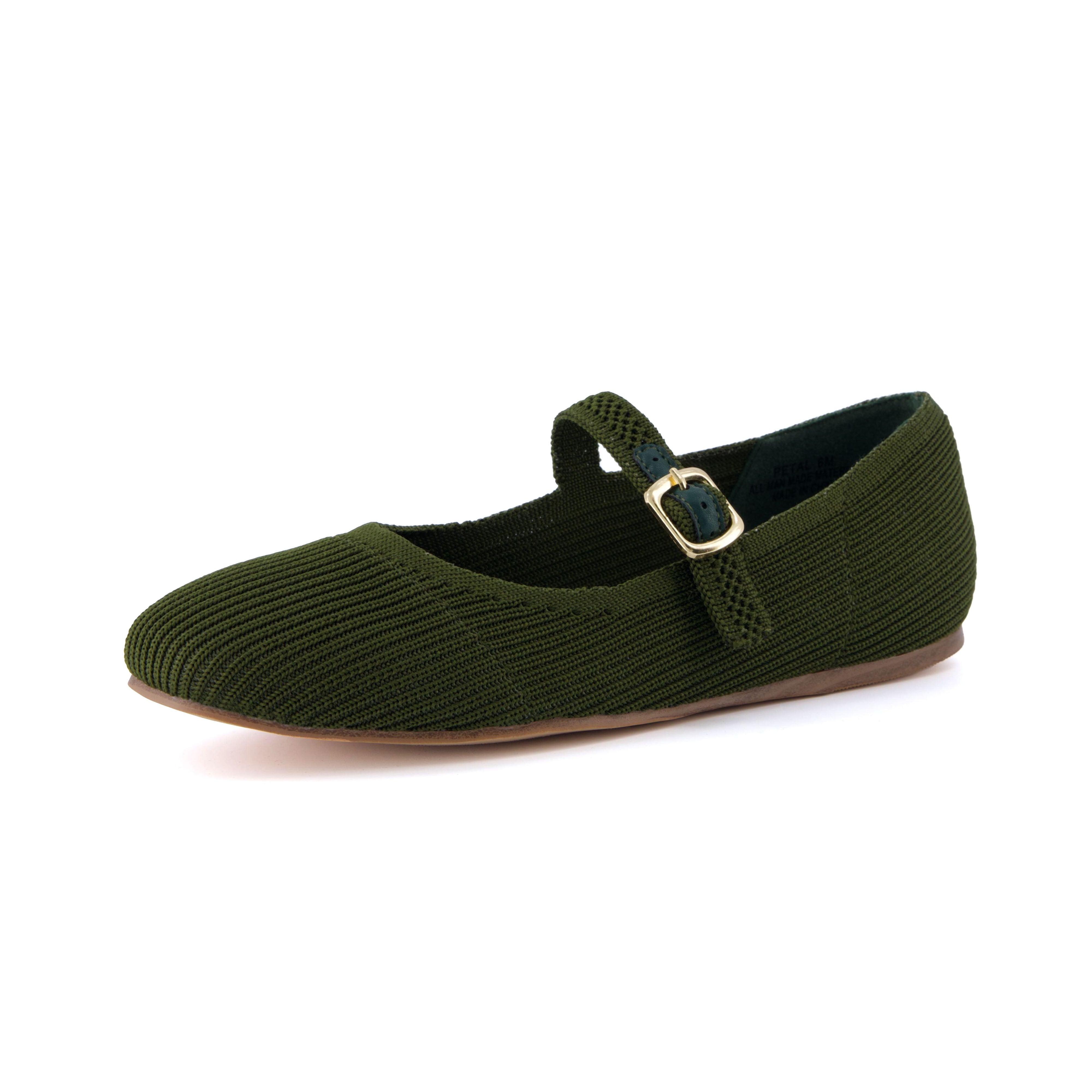 Petal Mary Jane Knit Flat Dark Green