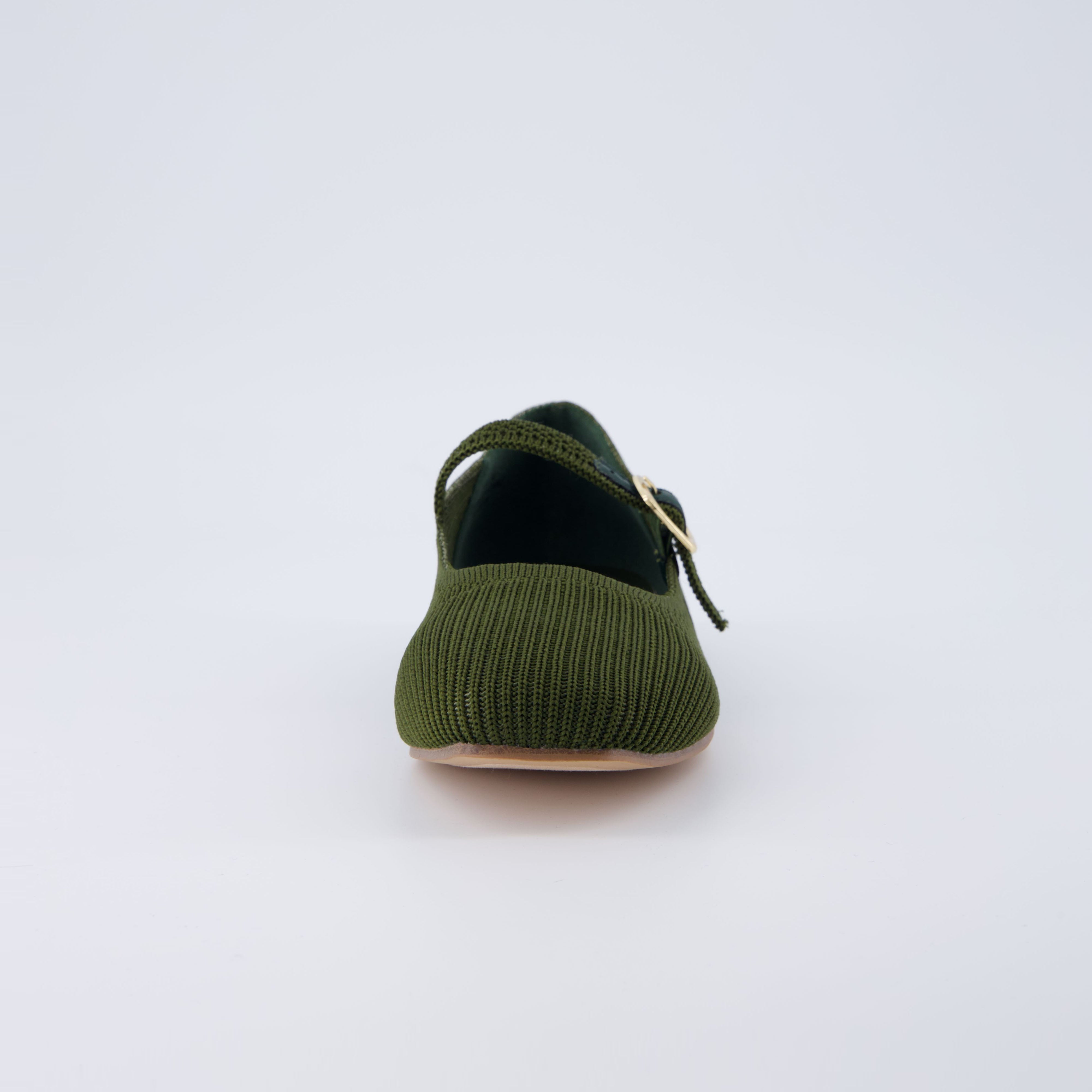 Petal Mary Jane Knit Flat Dark Green