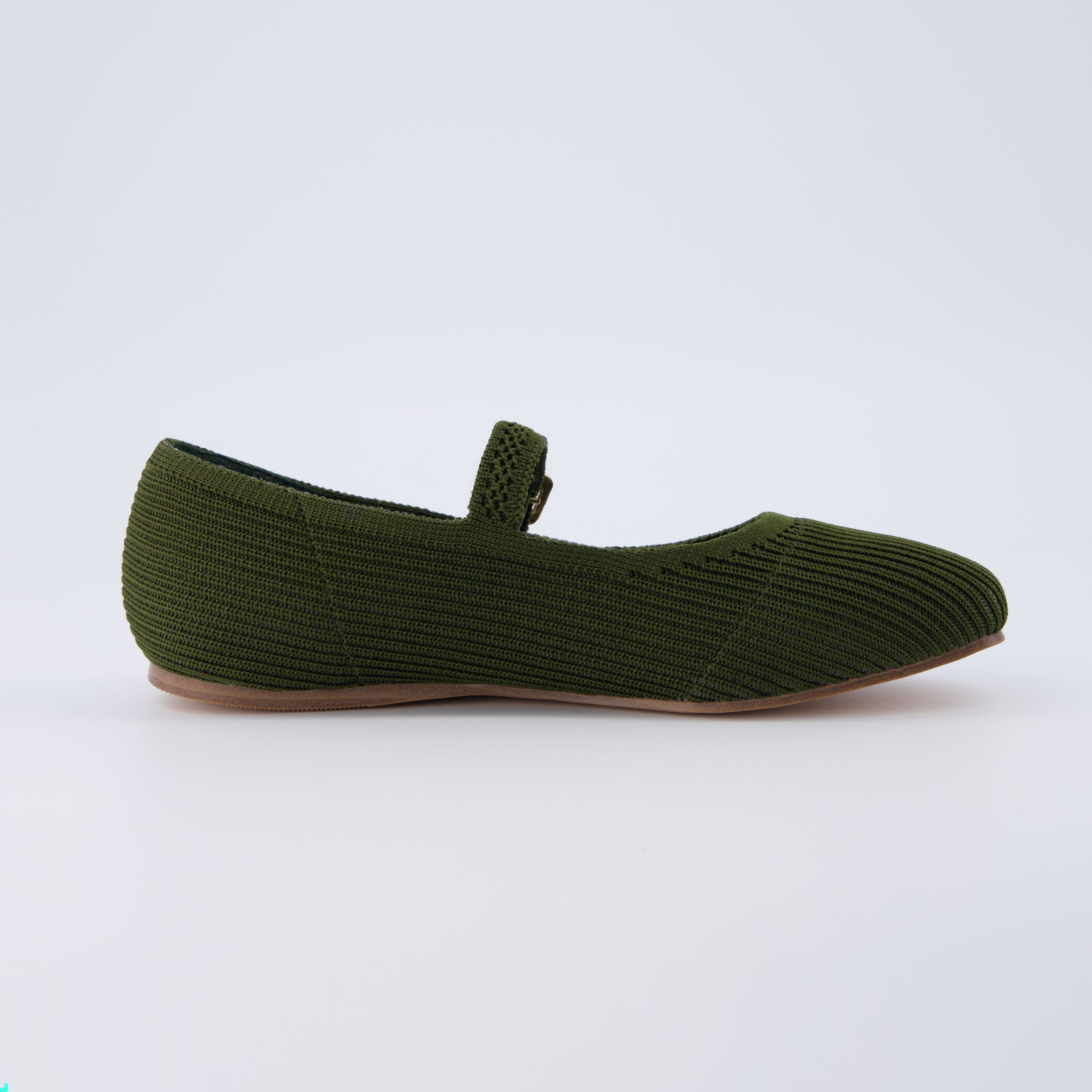 Petal Mary Jane Knit Flat Dark Green