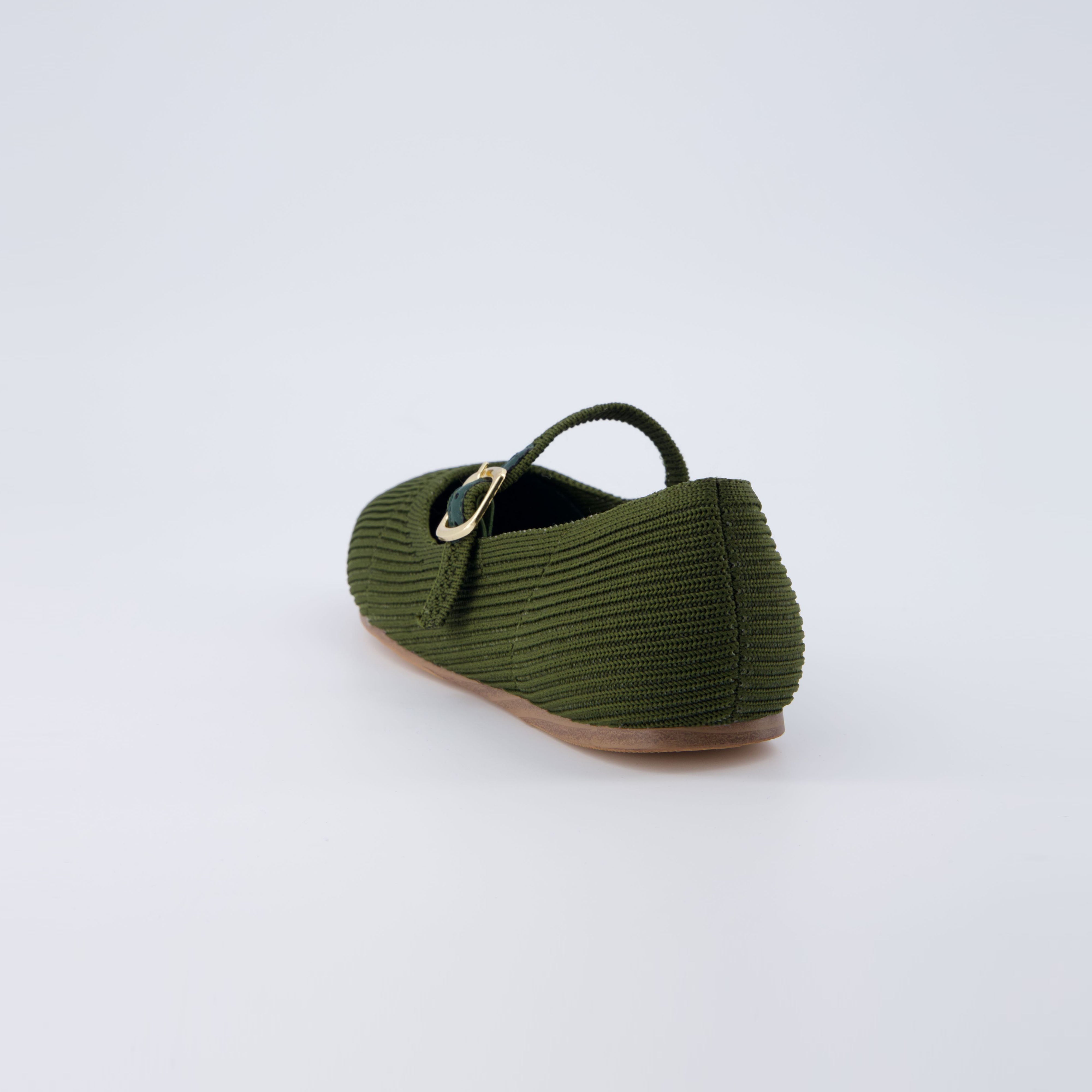Petal Mary Jane Knit Flat Dark Green
