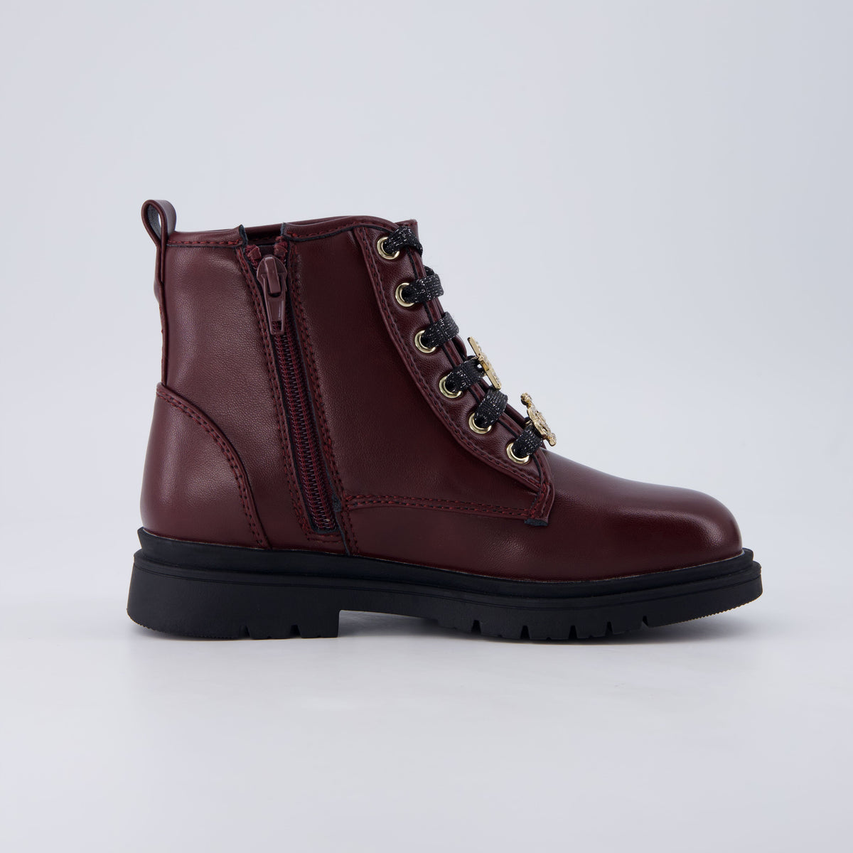 Philly Girls Combat Boots Burgundy Medium