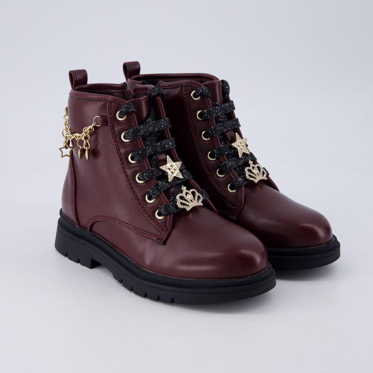 Philly Girls Combat Boots Burgundy Medium