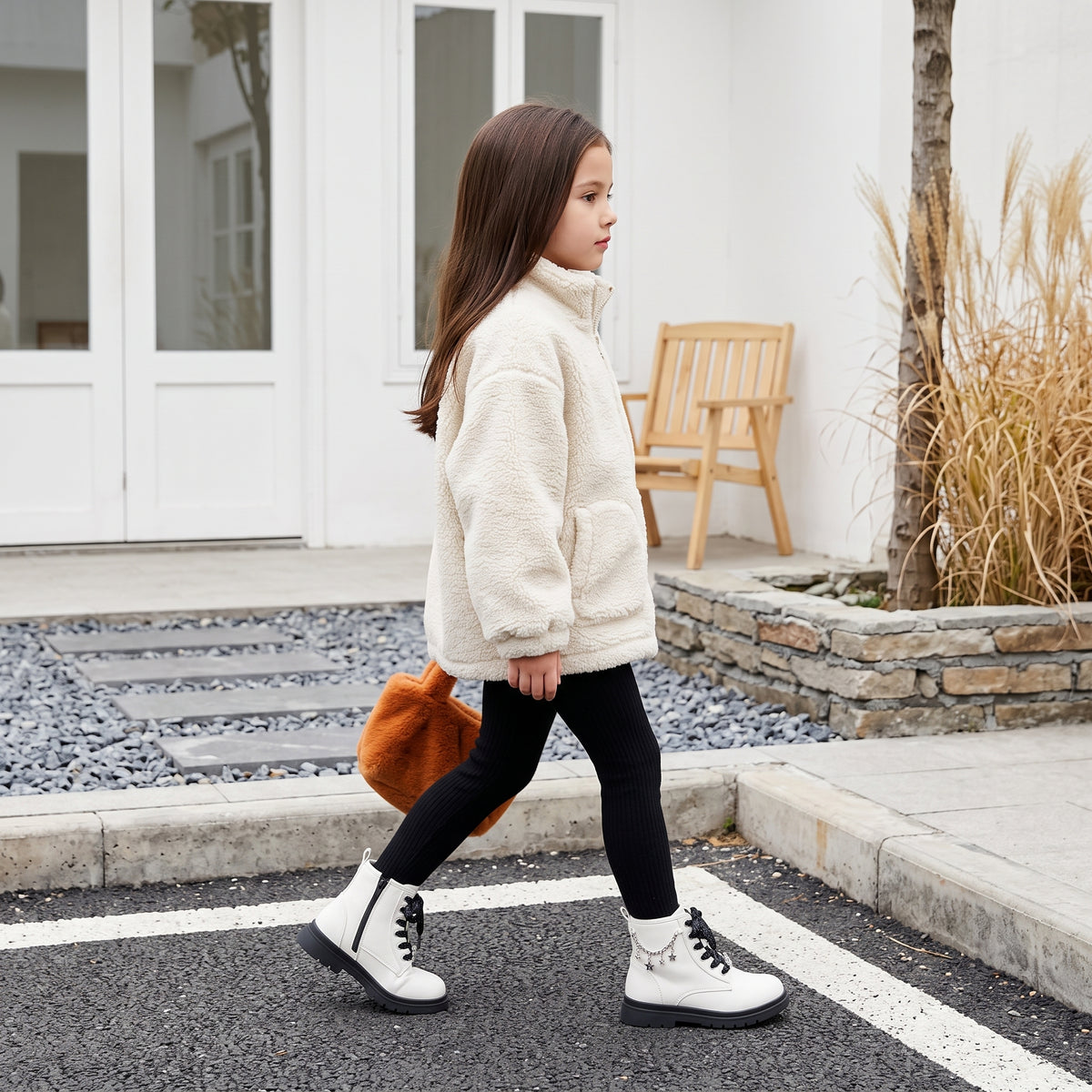 Philly Girls Combat Boots White Medium