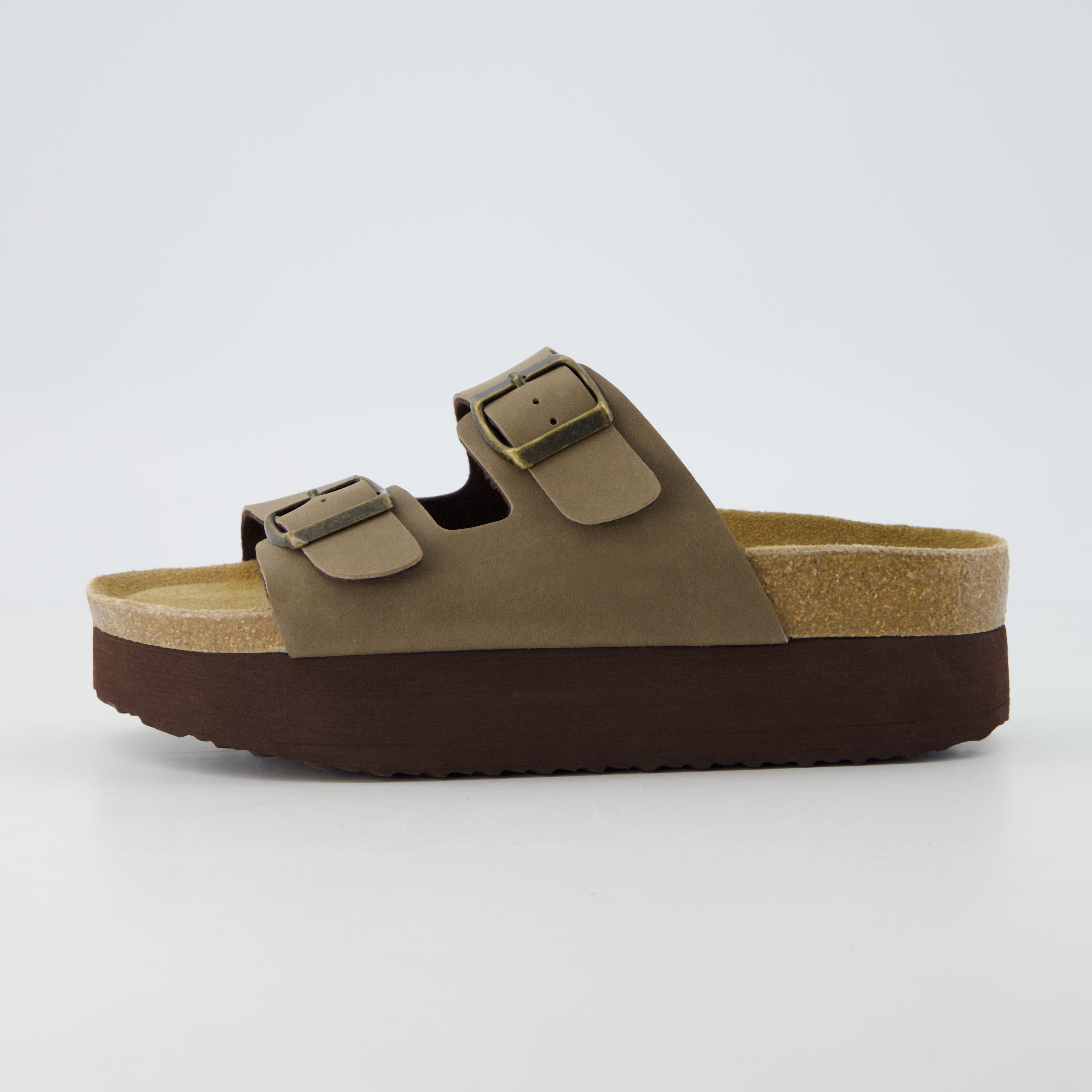 Plane Platform Footbed Sandal Brown