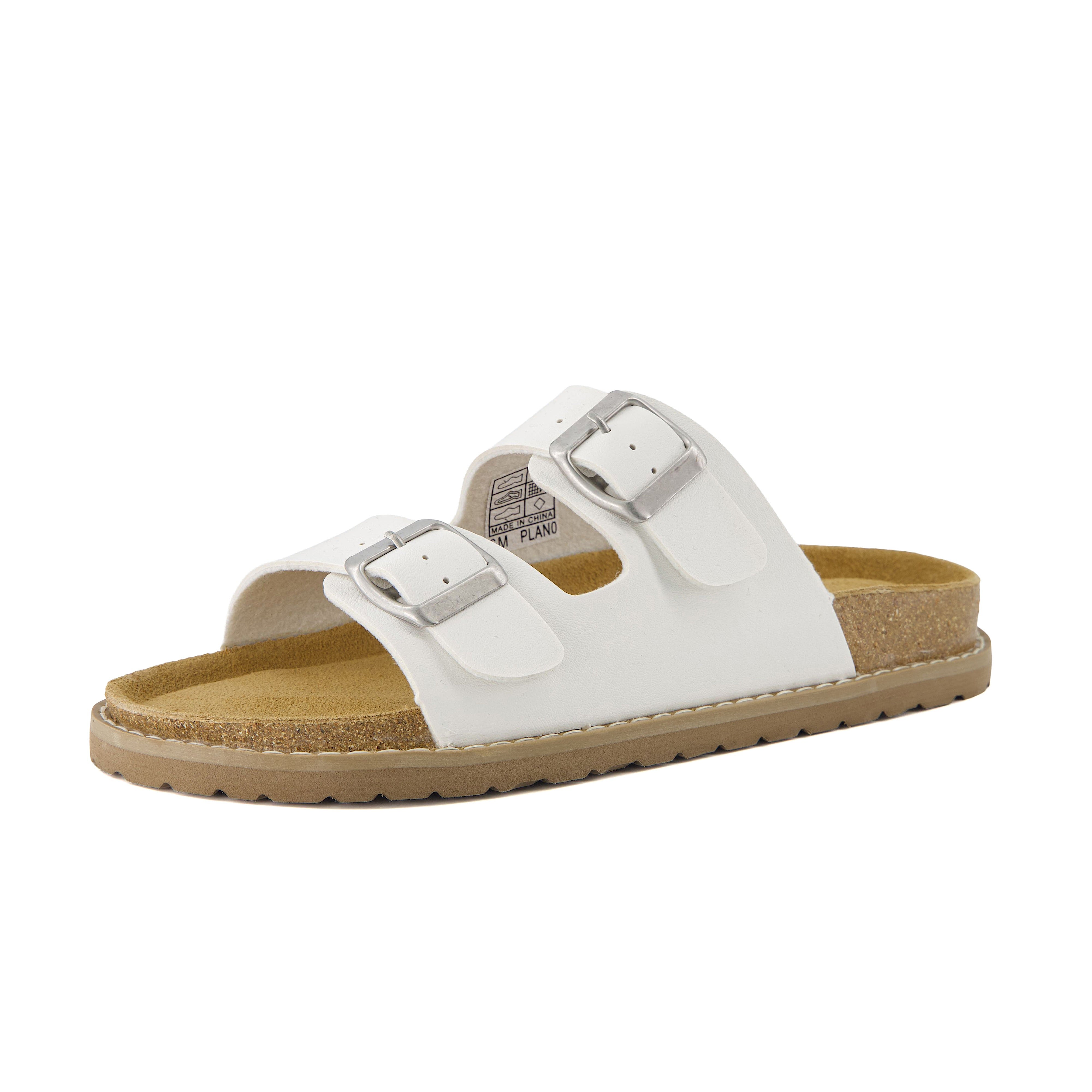 Plano Cork Sandals White