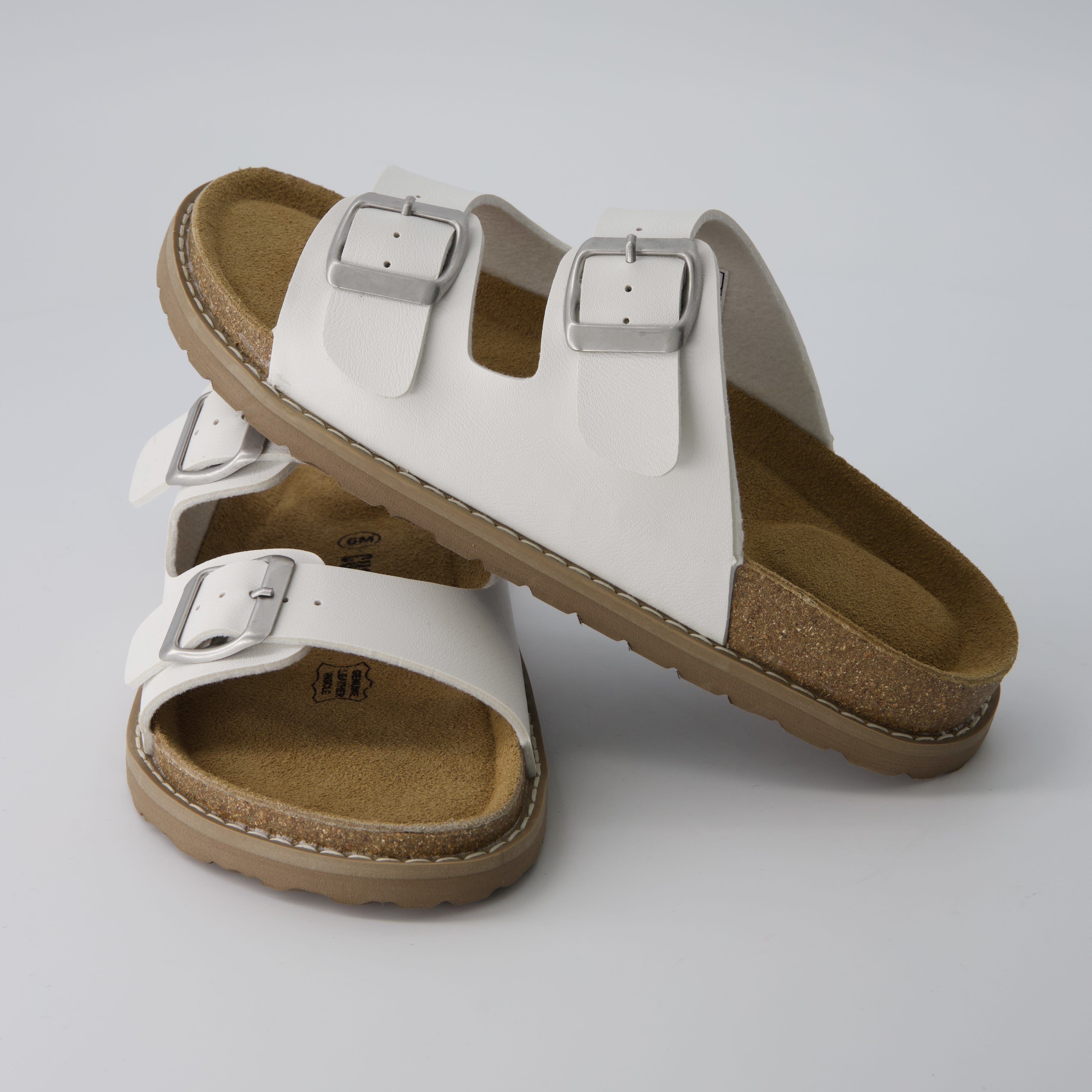 Plano Cork Sandals White