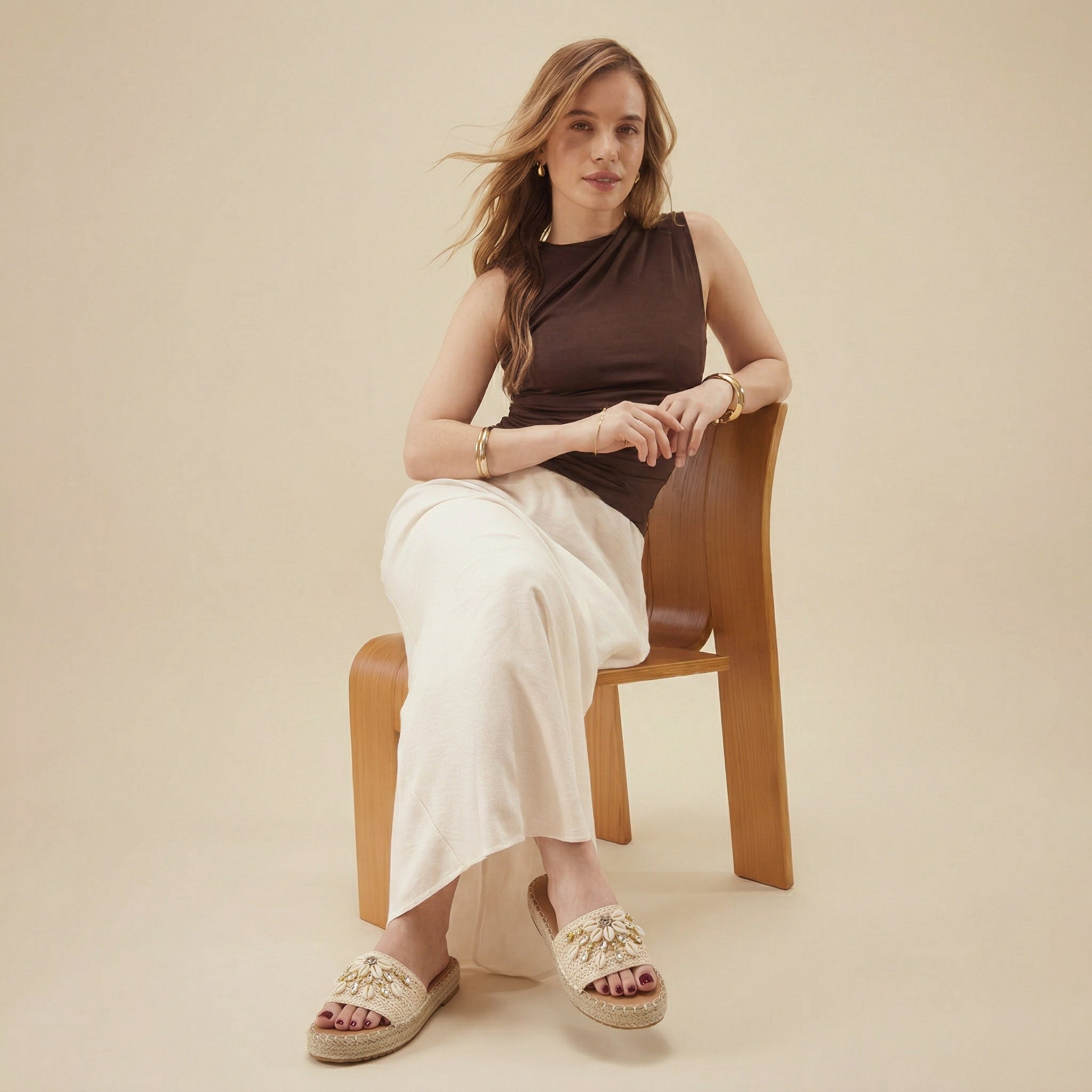 Playa Espadrille Slide Sandals Natural