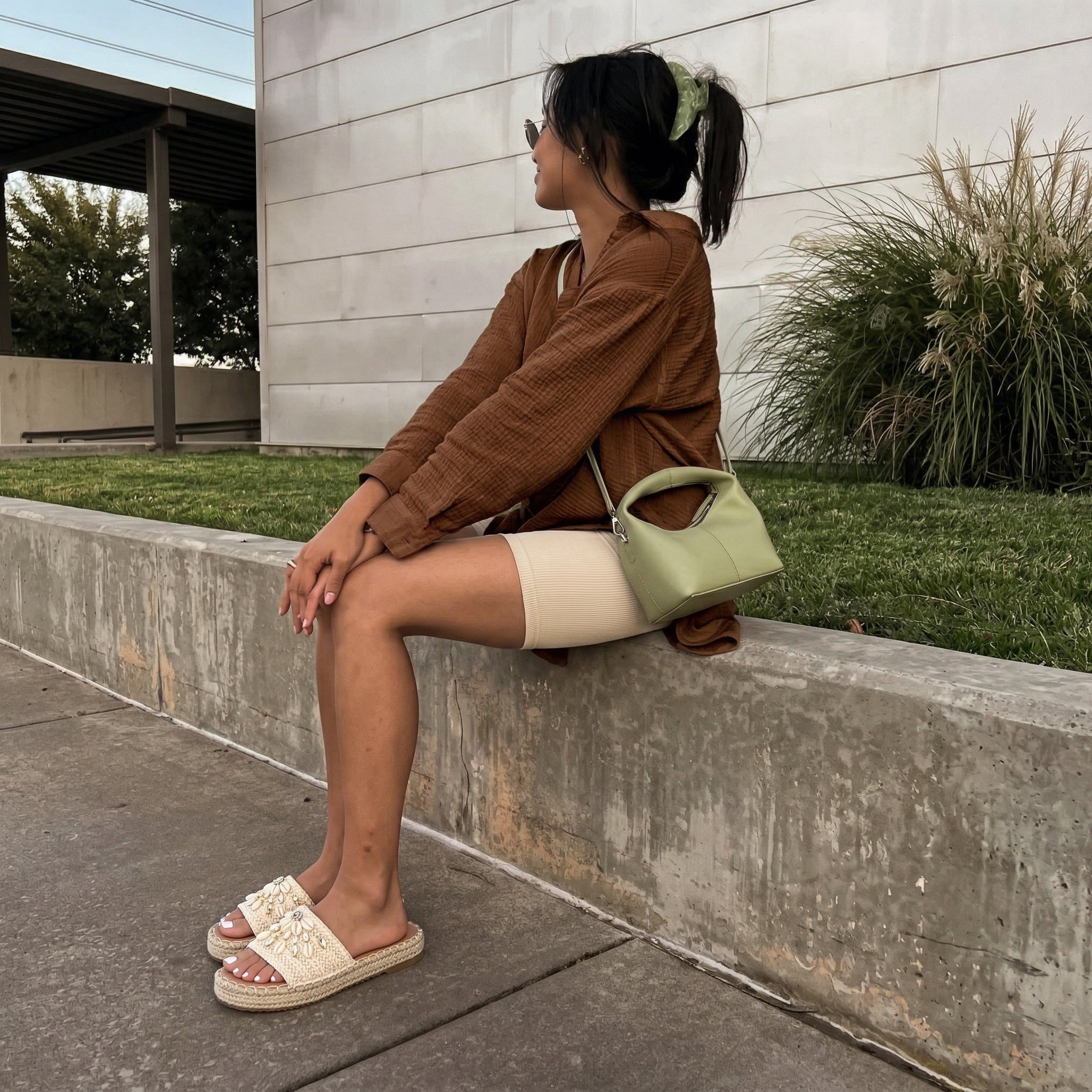 Playa Espadrille Slide Sandals Natural