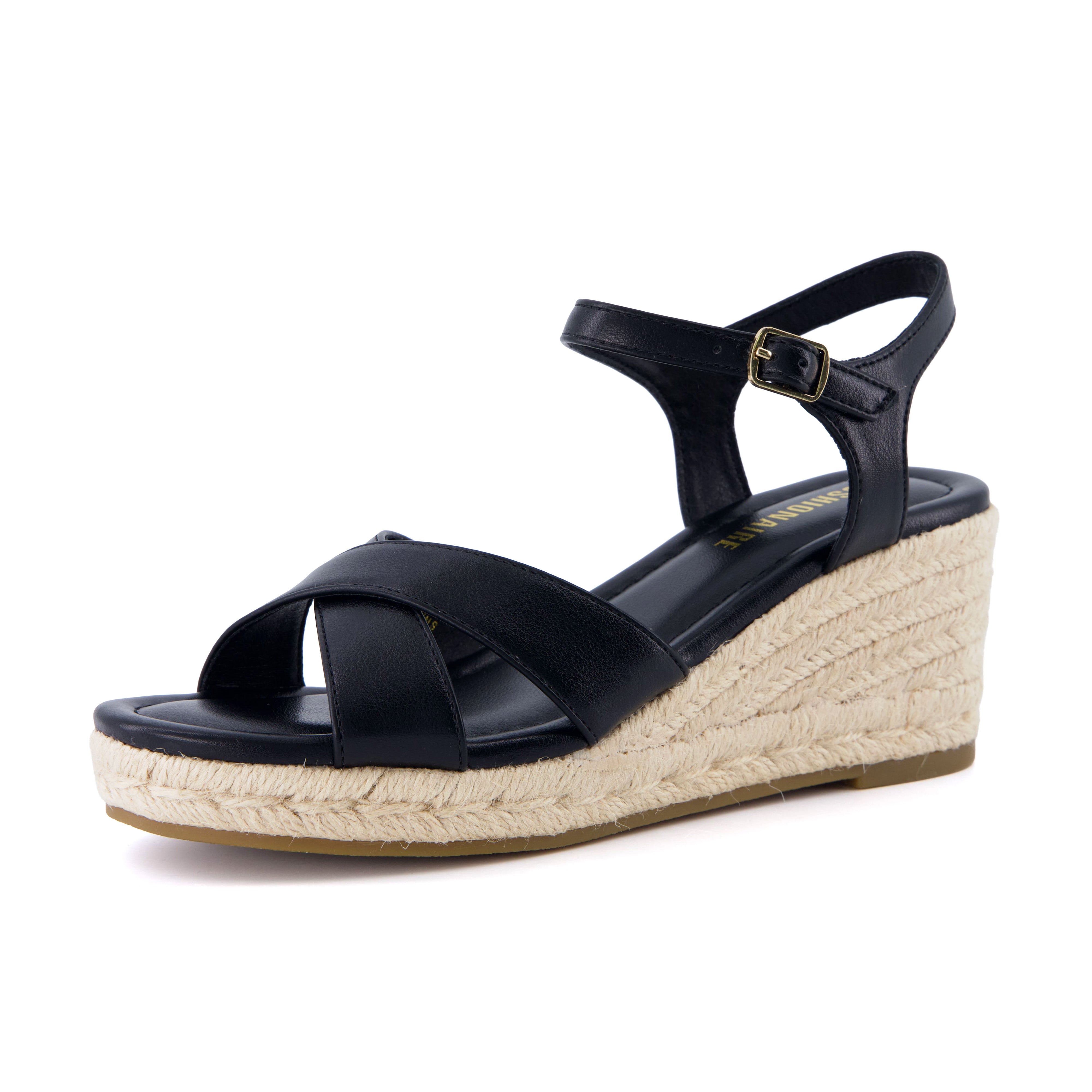 Prego Espadrille Wedge Sandals Black Medium