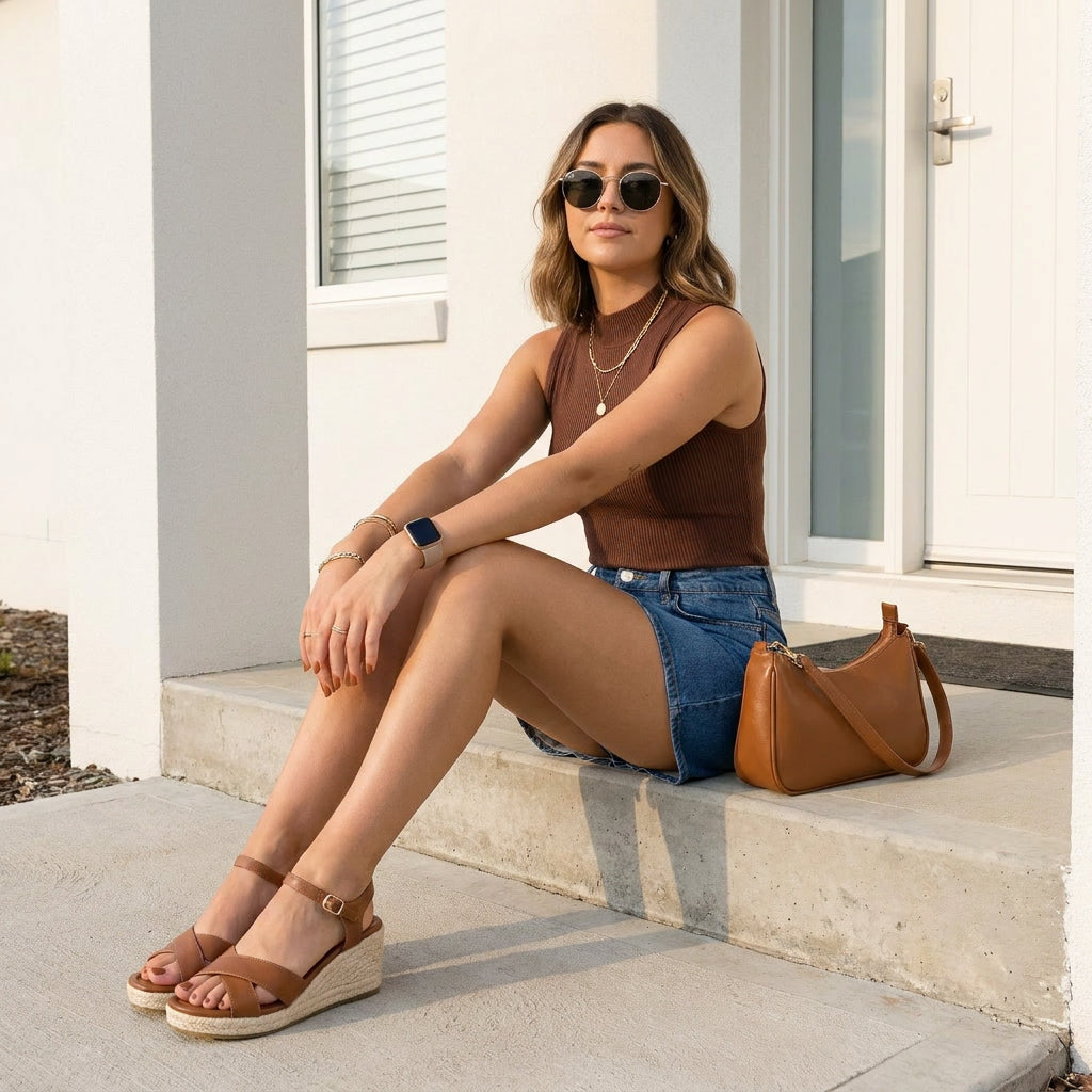 Prego Espadrille Wedge Sandals Brown Medium