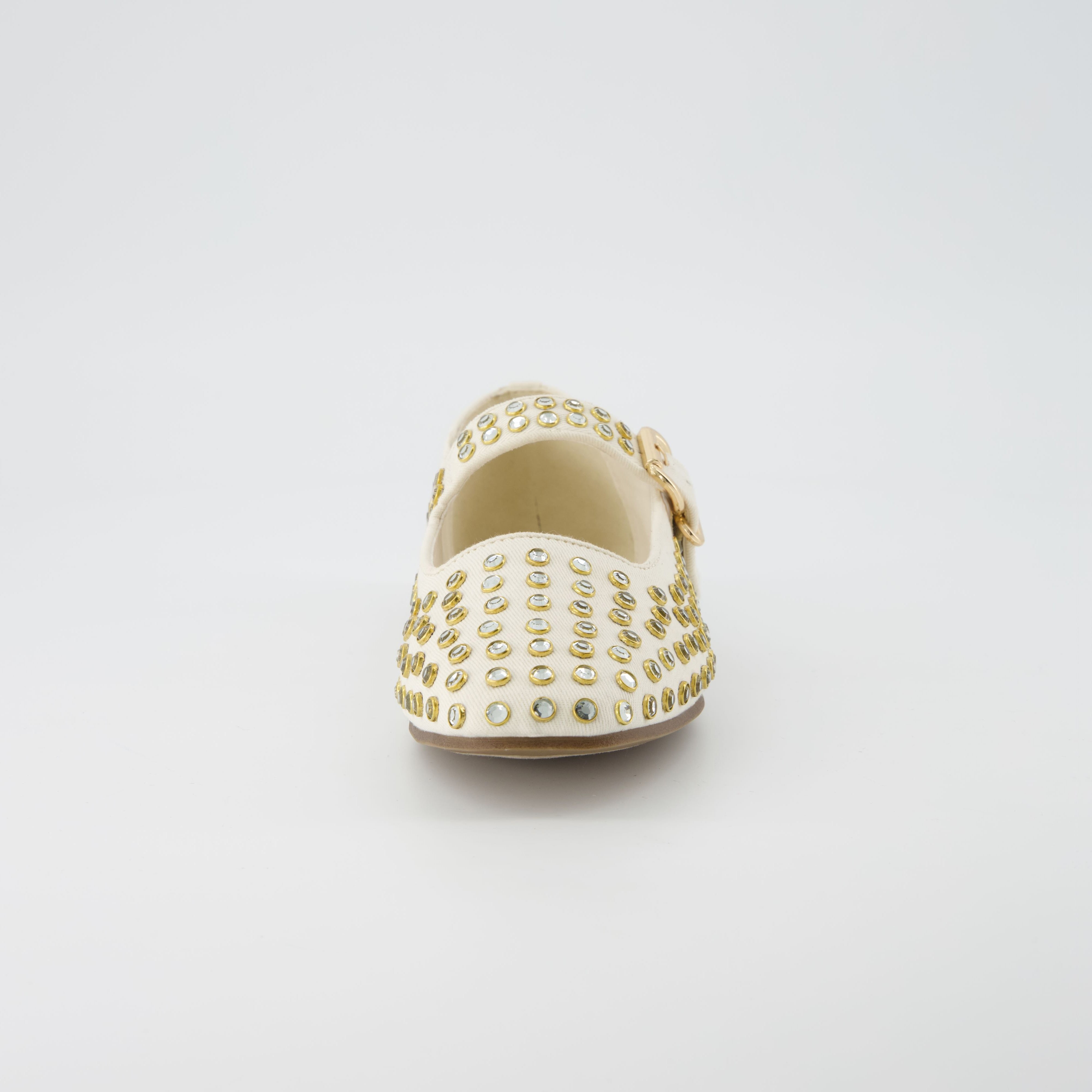 Princess Studded Mary Janes Beige