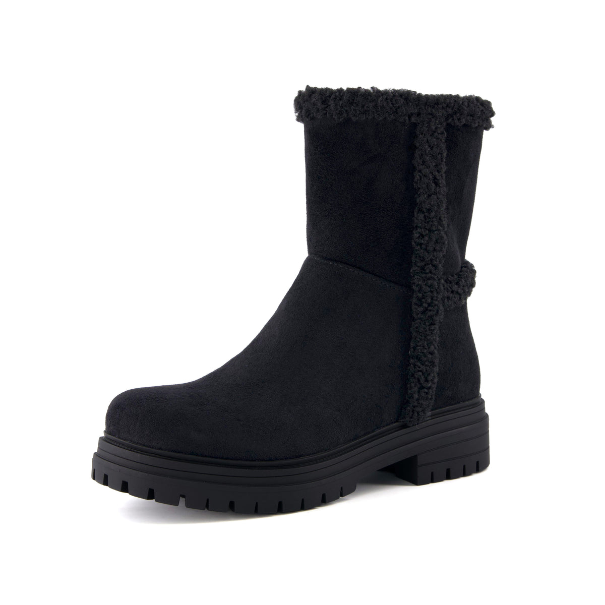 Randi Cozy Womens Boots Black Vegan Suede