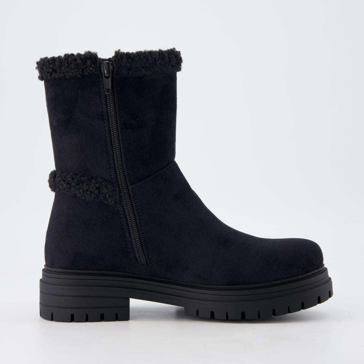 Randi Cozy Womens Boots Black Vegan Suede