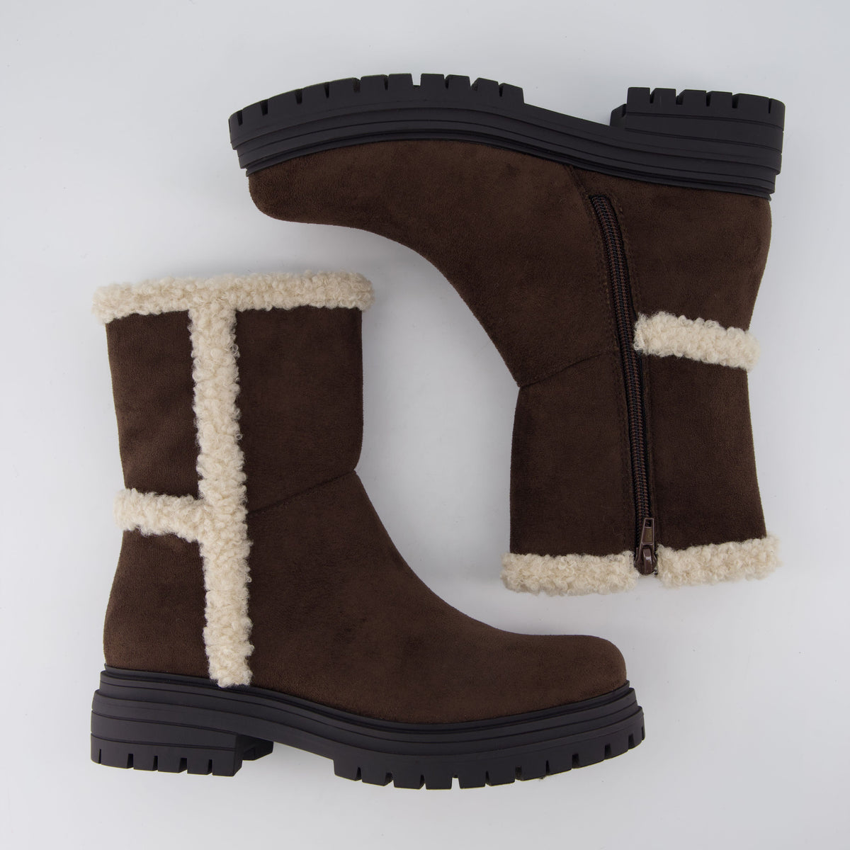 Randi Cozy Womens Boots Brown Vegan Suede