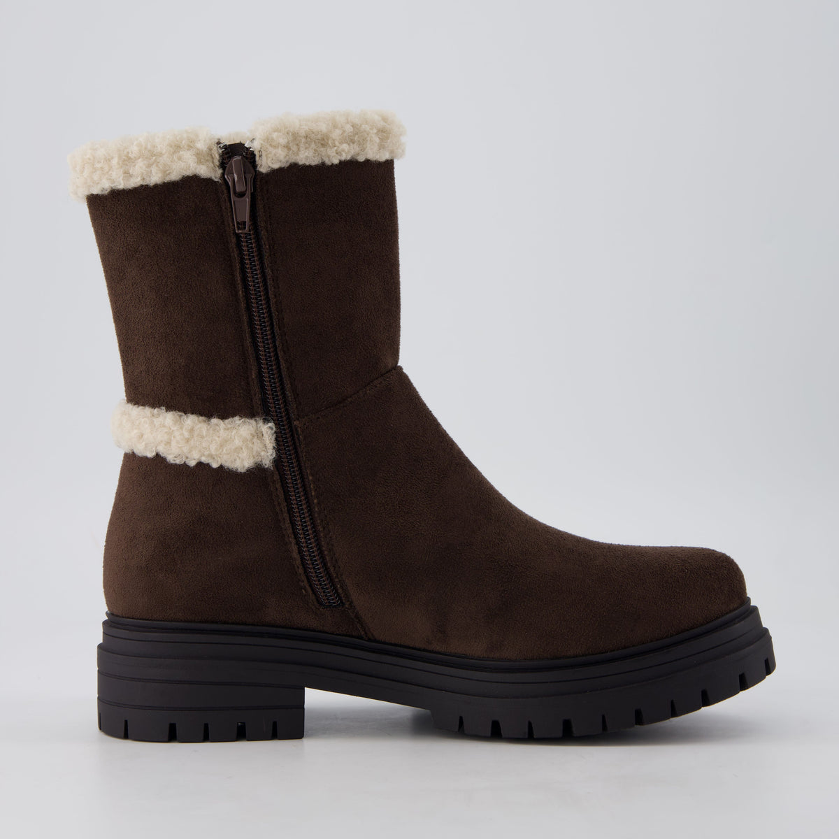 Randi Cozy Womens Boots Brown Vegan Suede