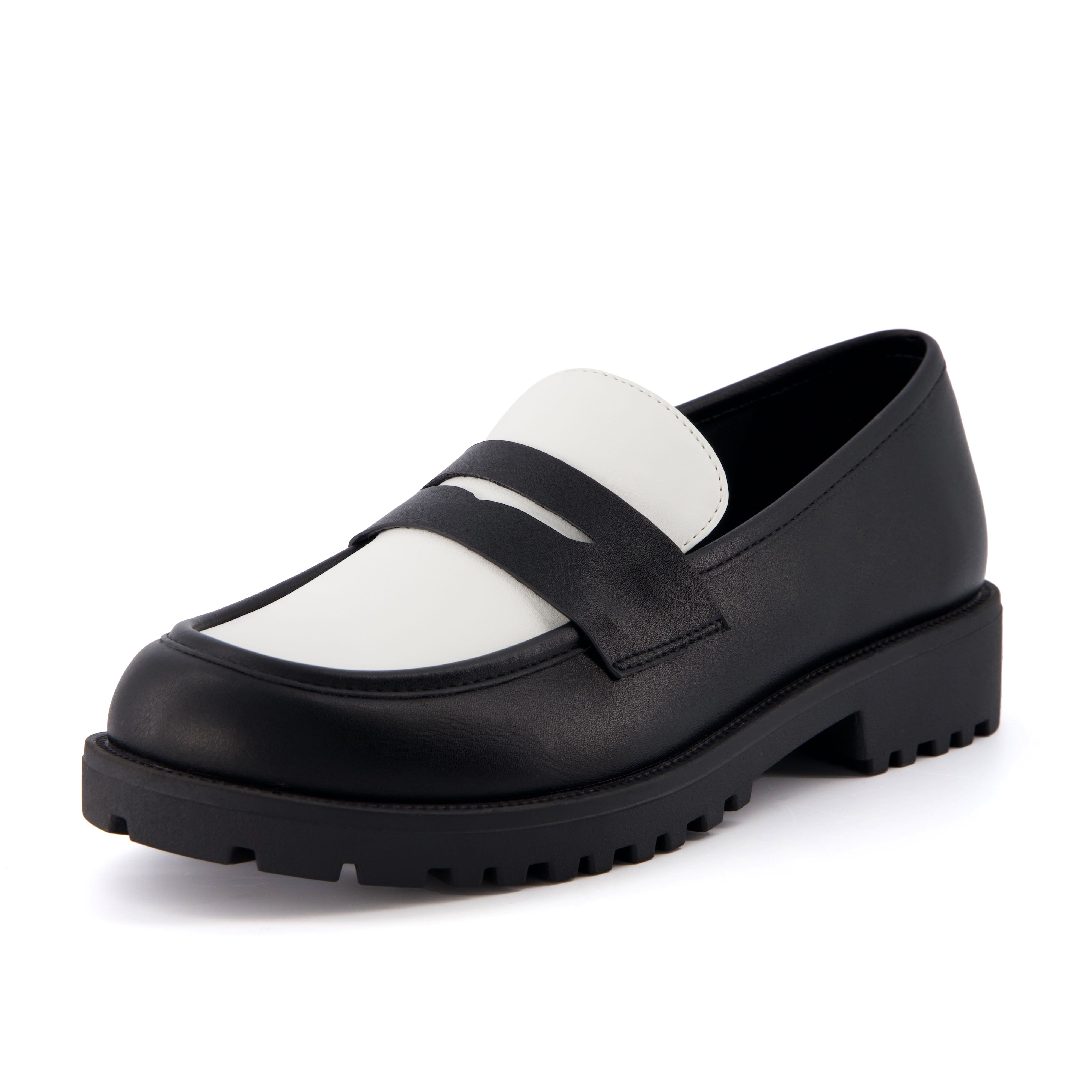 Reggio Contrast Slip On Loafer Black White