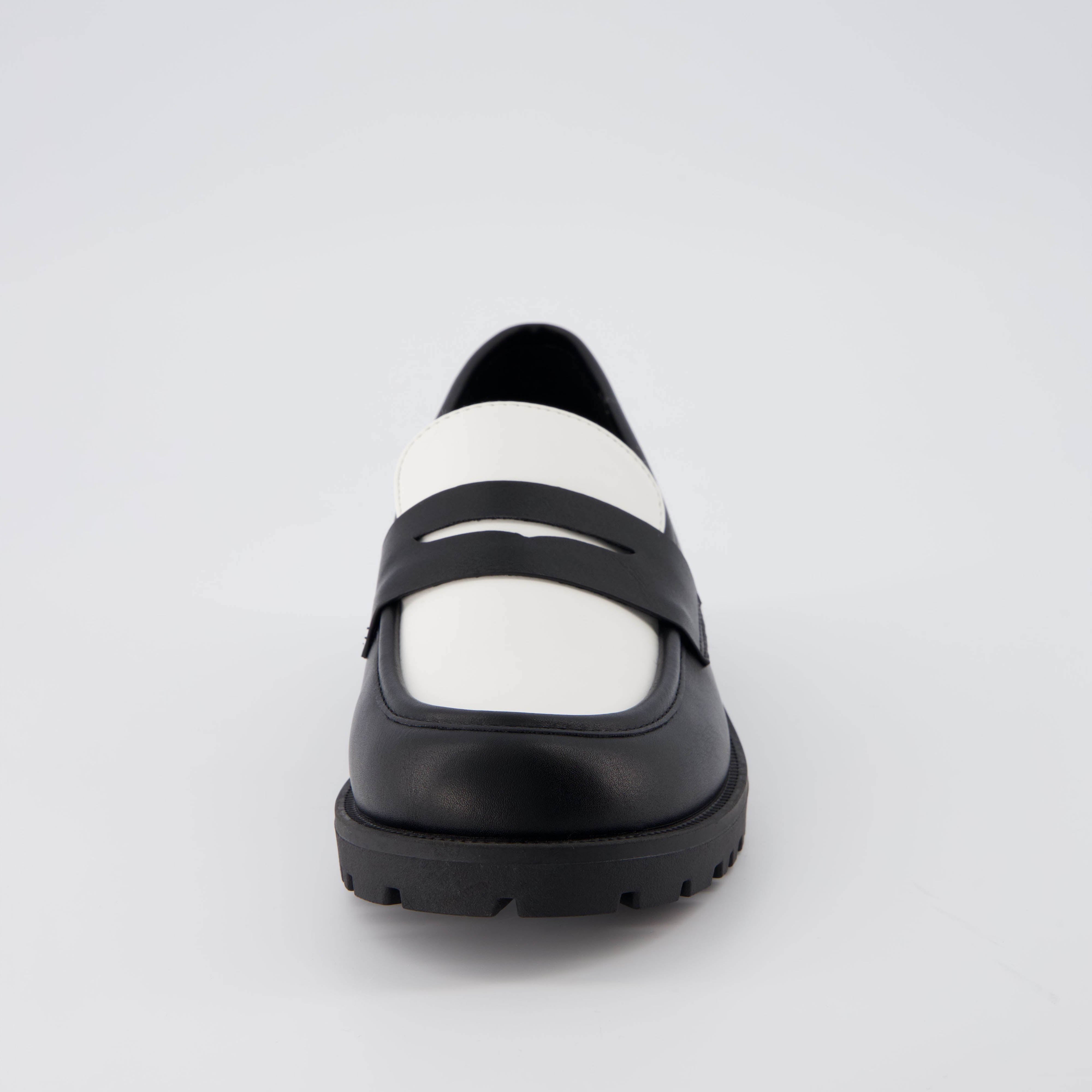 Reggio Contrast Slip On Loafer Black White