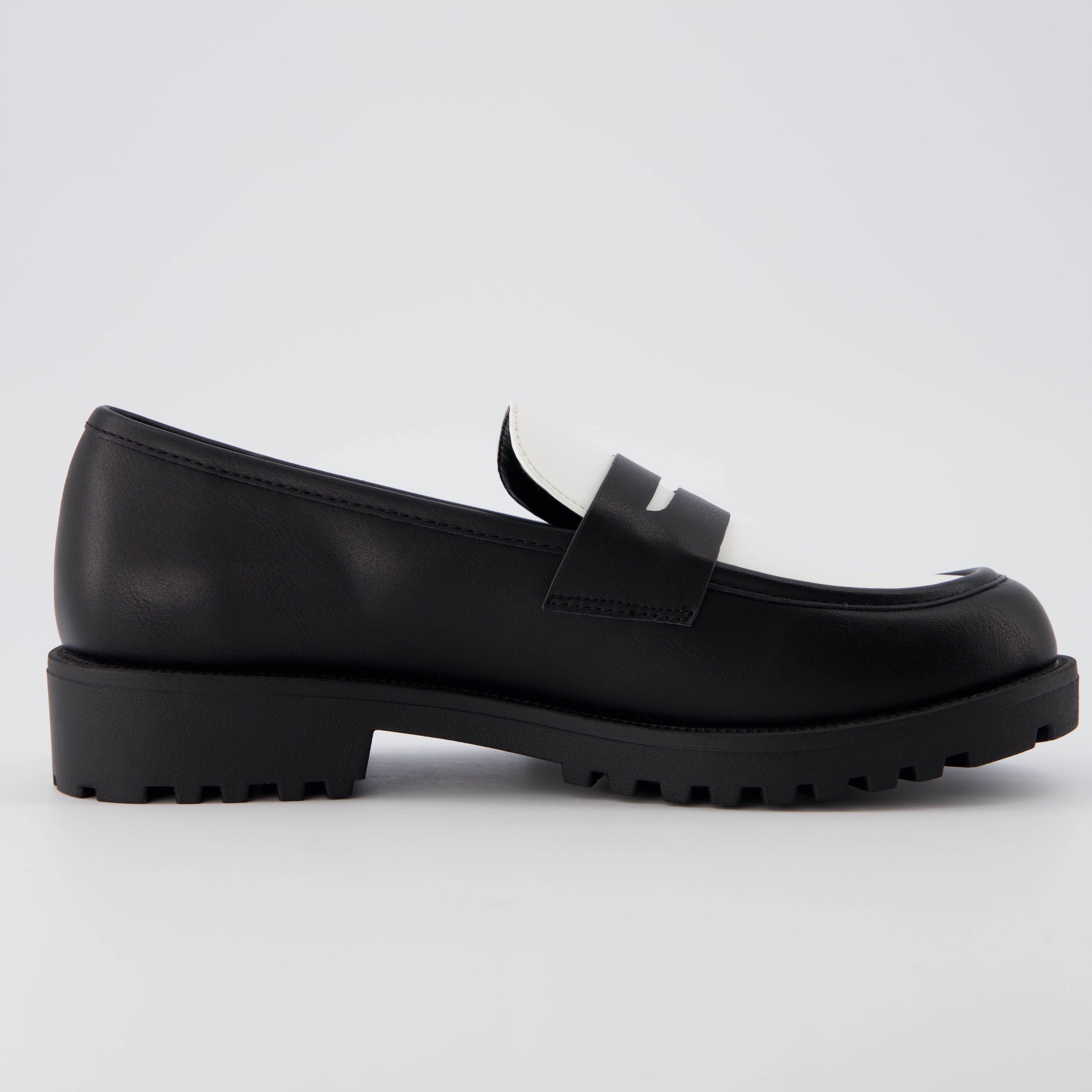 Reggio Contrast Slip On Loafer Black White