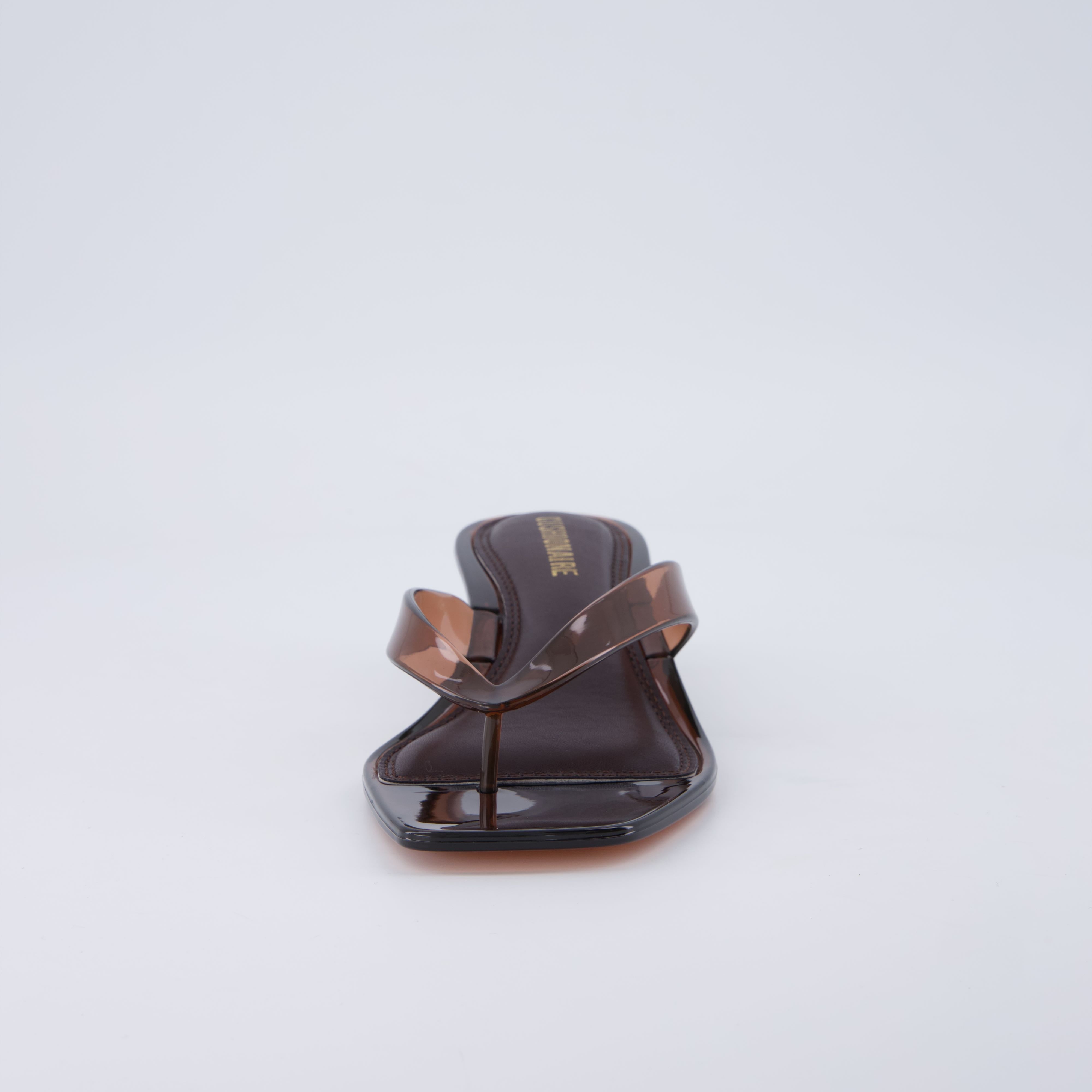 Riot Jelly Thong Kitten Heels Chocolate Medium