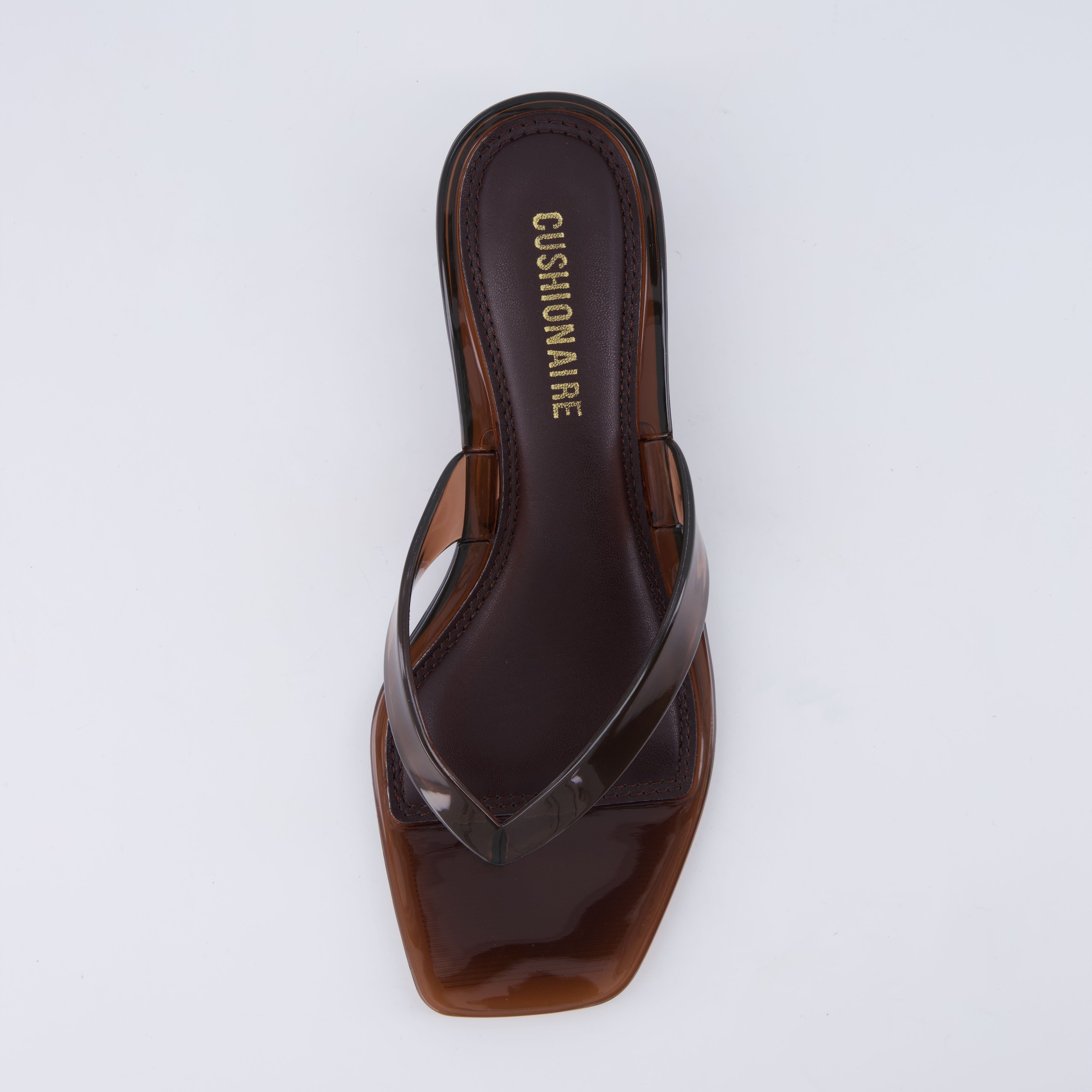 Riot Jelly Thong Kitten Heels Chocolate Medium