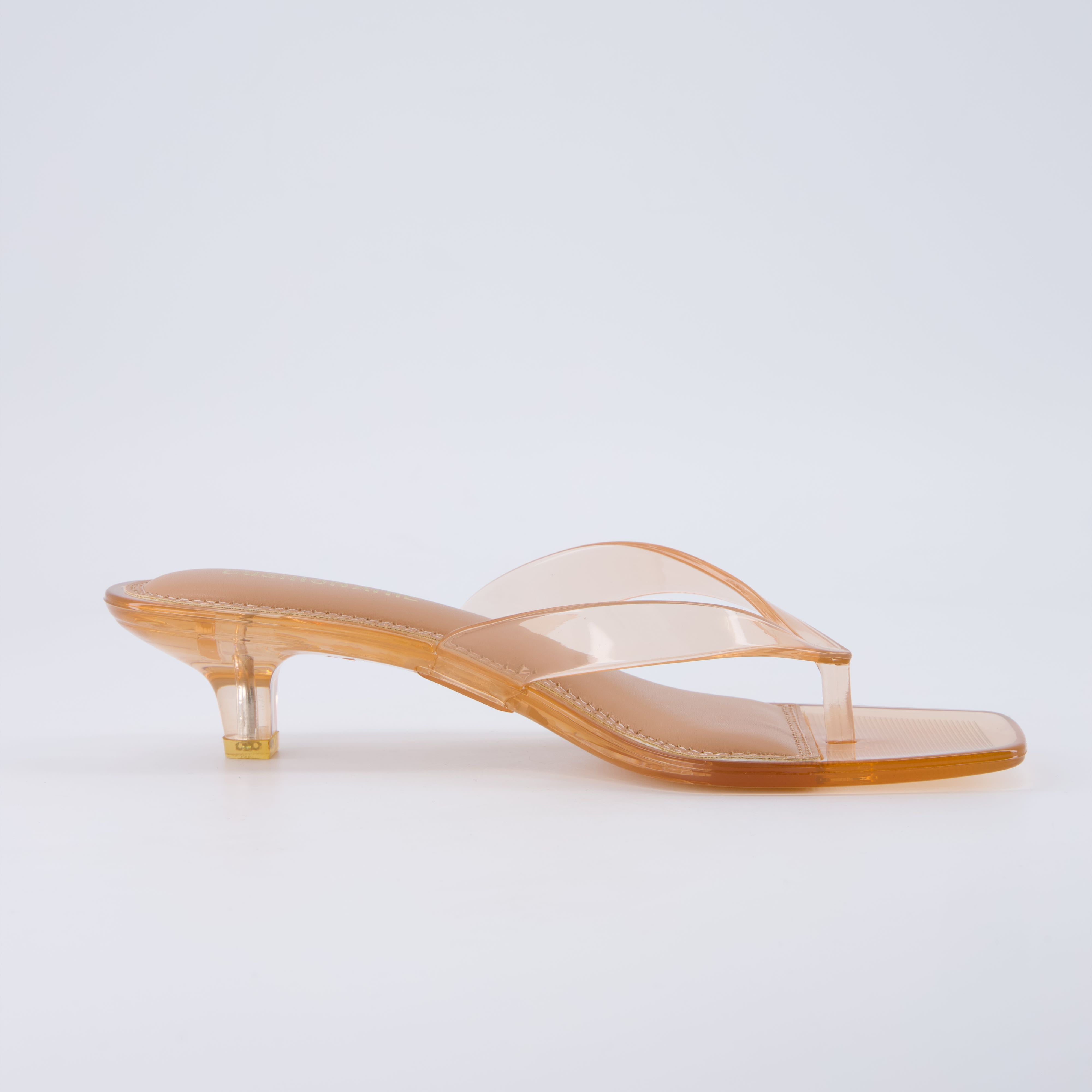 Riot Jelly Thong Kitten Heels Mocha Medium